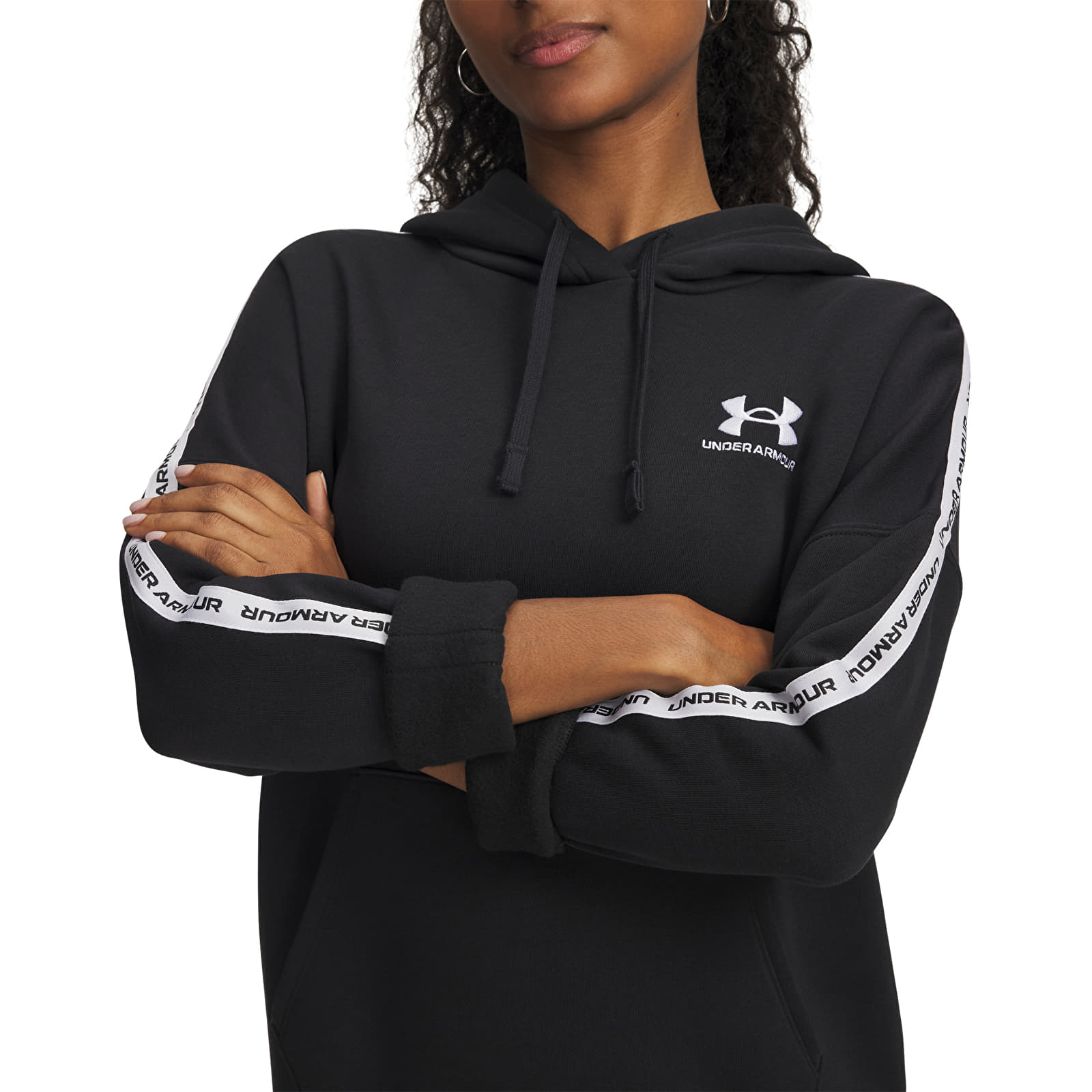 Dámské mikiny Under Armour Icon Fleece Taped Hoodiey Black