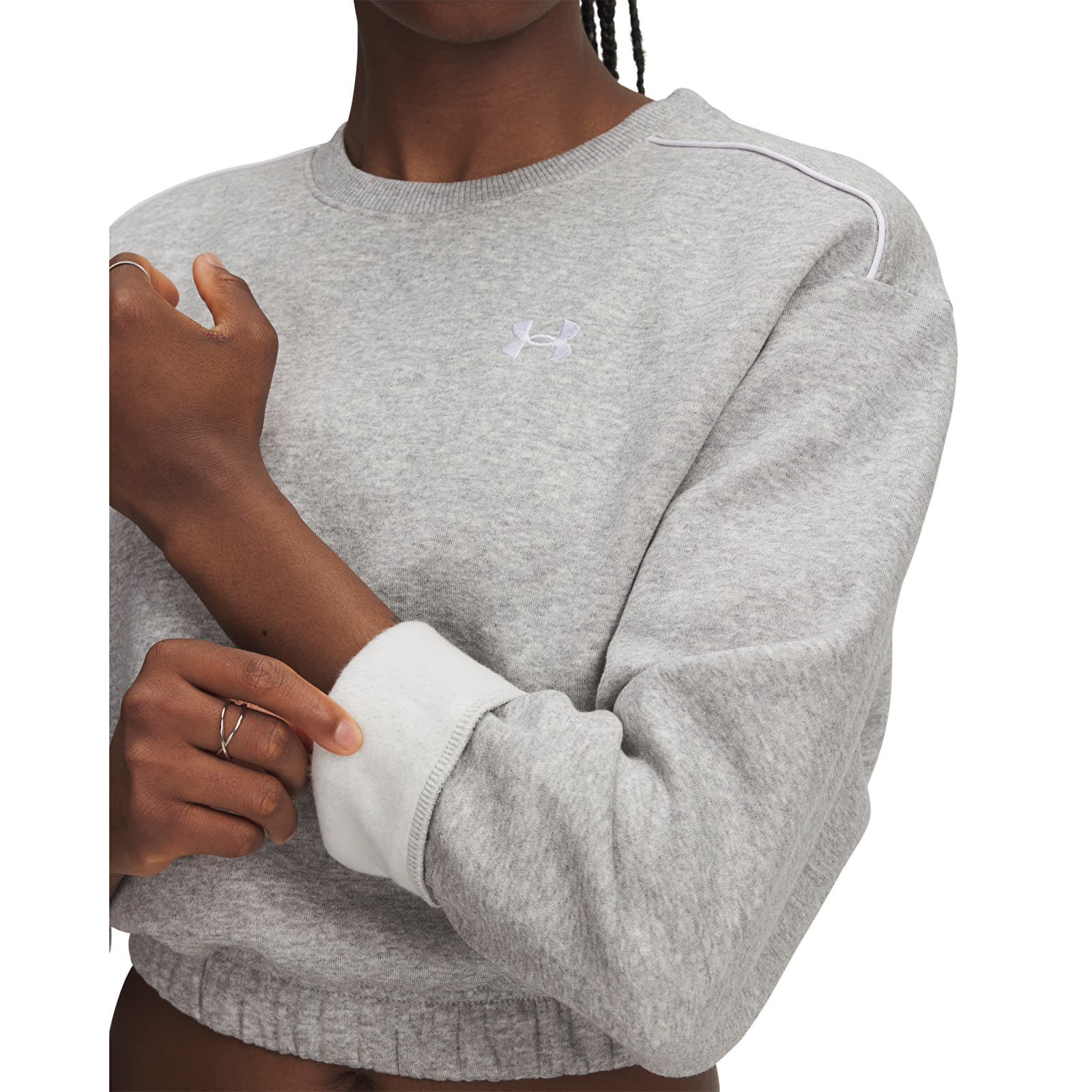 Ženski hoodiji Under Armour Rival Fleece Piped Crew Gray