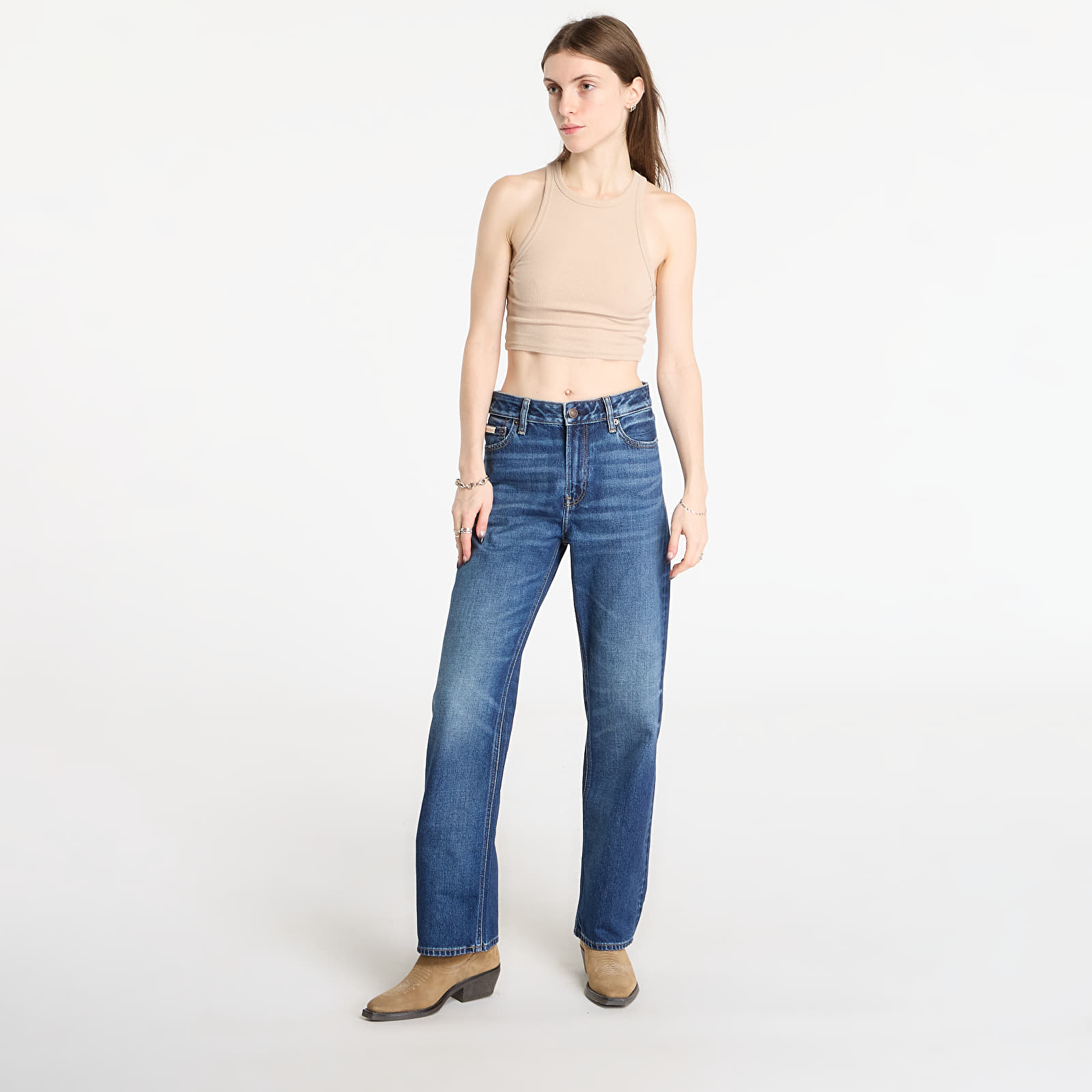 Jeans for kvinner Calvin Klein Jeans Signature 90S Straight Short Jeans Blue