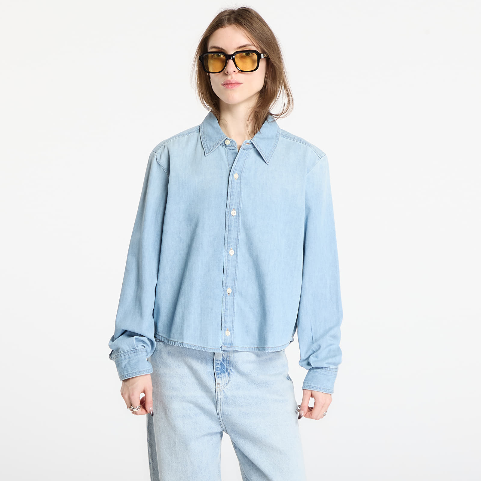 Blusen Calvin Klein Jeans Cropped Ls Shirt Blue