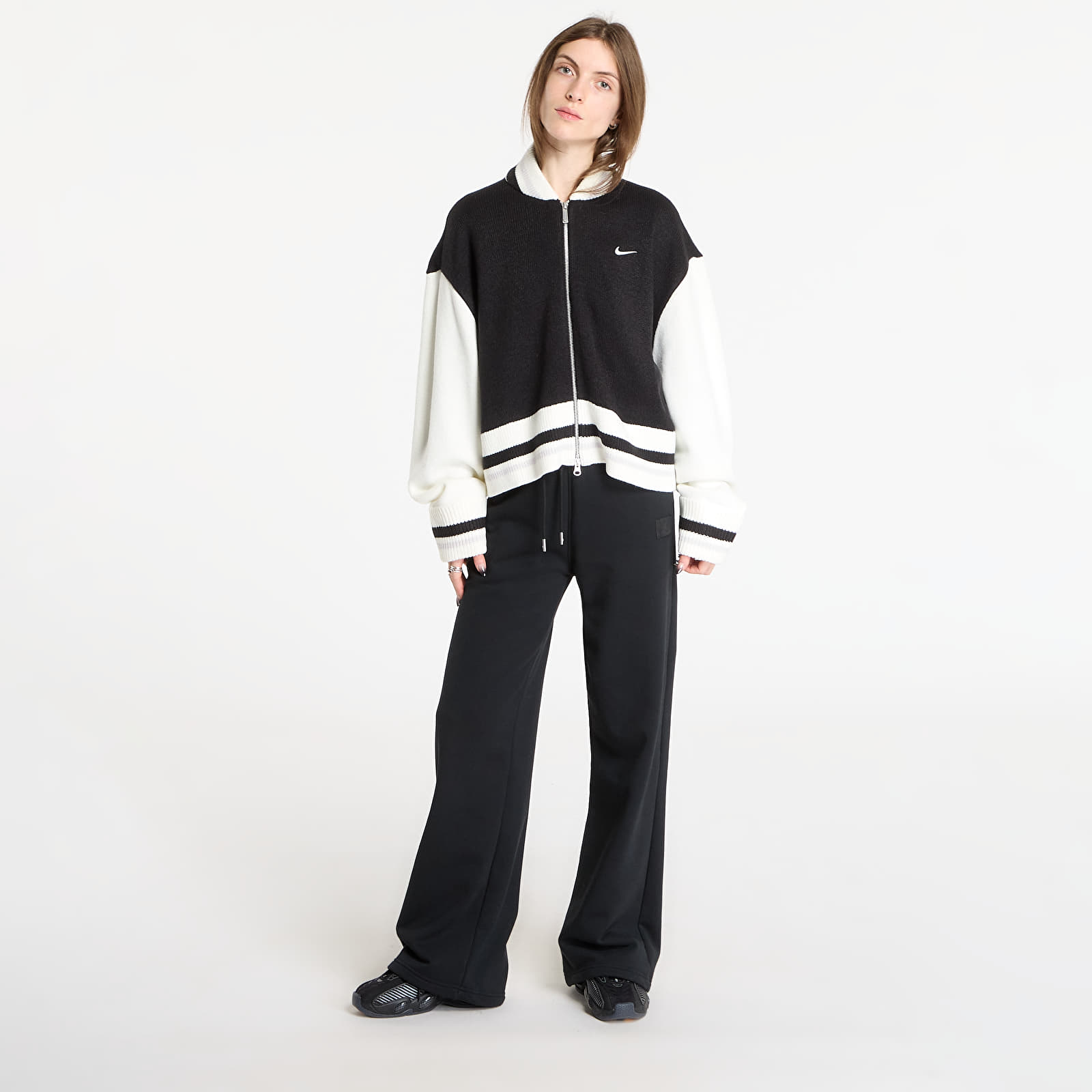 Gensere for kvinner Nike Sportswear Women's Cardigan Black/ Sail/ Vast Grey/ Sail