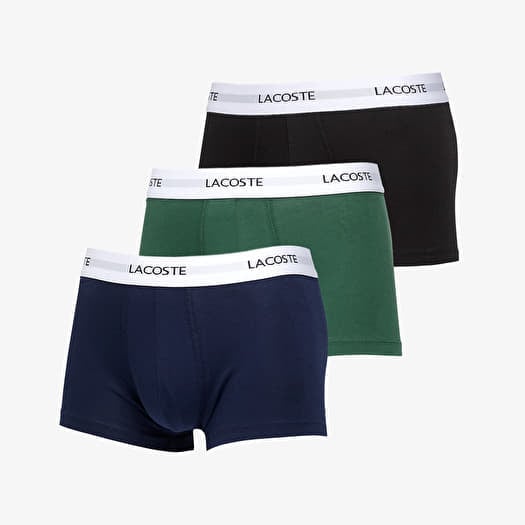 Boxerky LACOSTE 3-Pack Trunk Black/ Green-Navy Blue