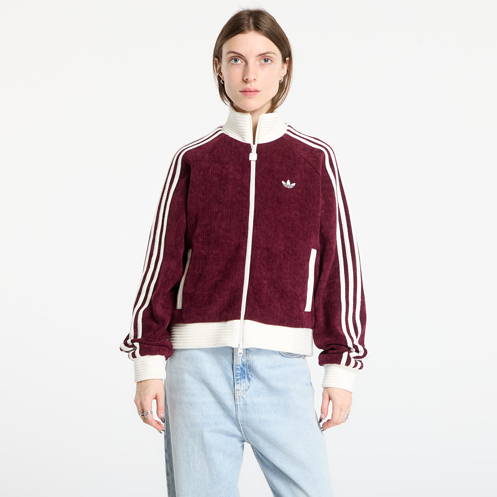 Mikiny adidas Velour Knit Track Top Maroon