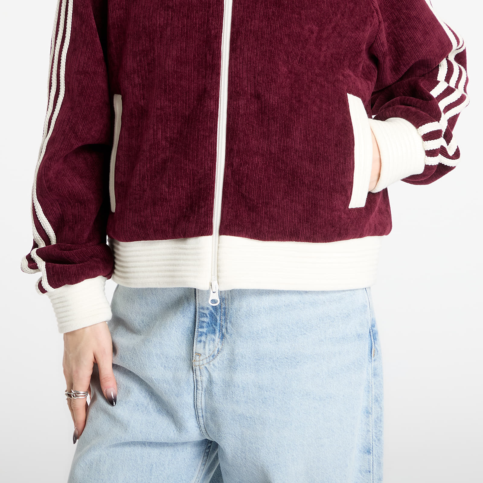 Mikiny adidas Velour Knit Track Top Maroon
