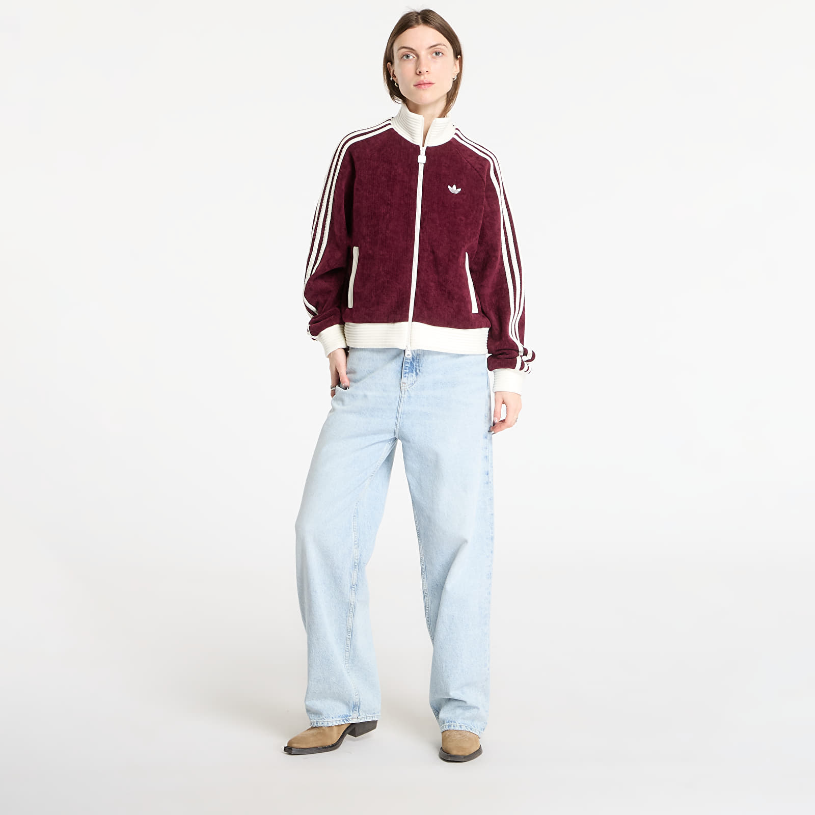 Mikiny adidas Velour Knit Track Top Maroon