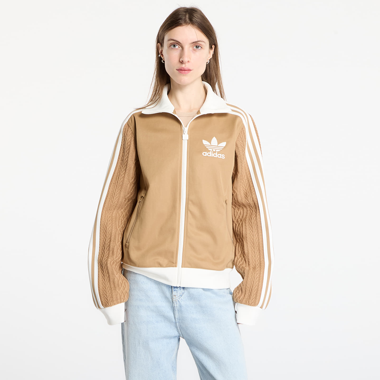 Mikiny adidas Knit Classic Track Top Cardboard