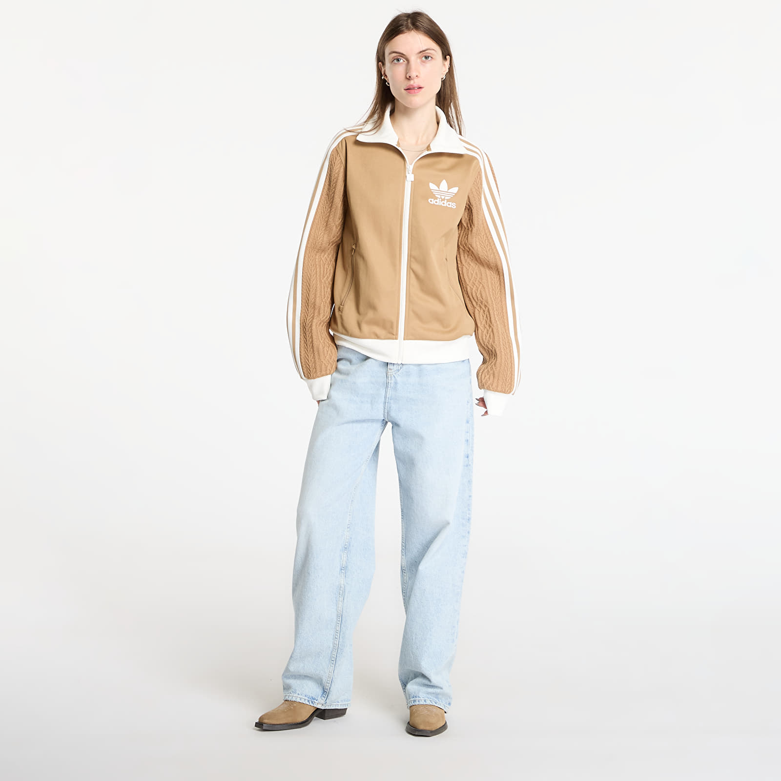 Mikiny adidas Knit Classic Track Top Cardboard