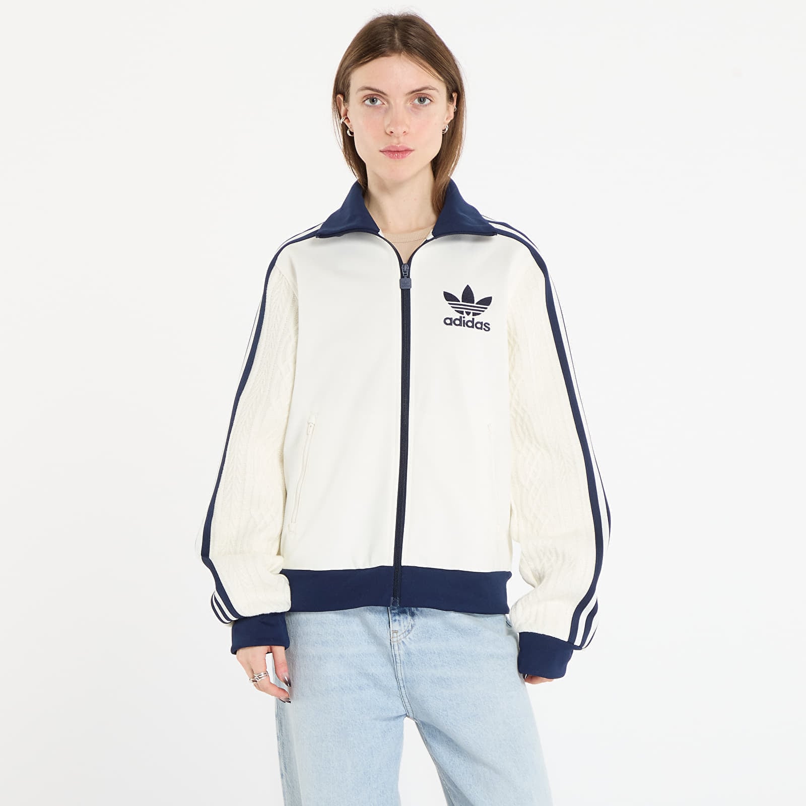 Sweatshirt adidas Knit Classic Track Top Off White M