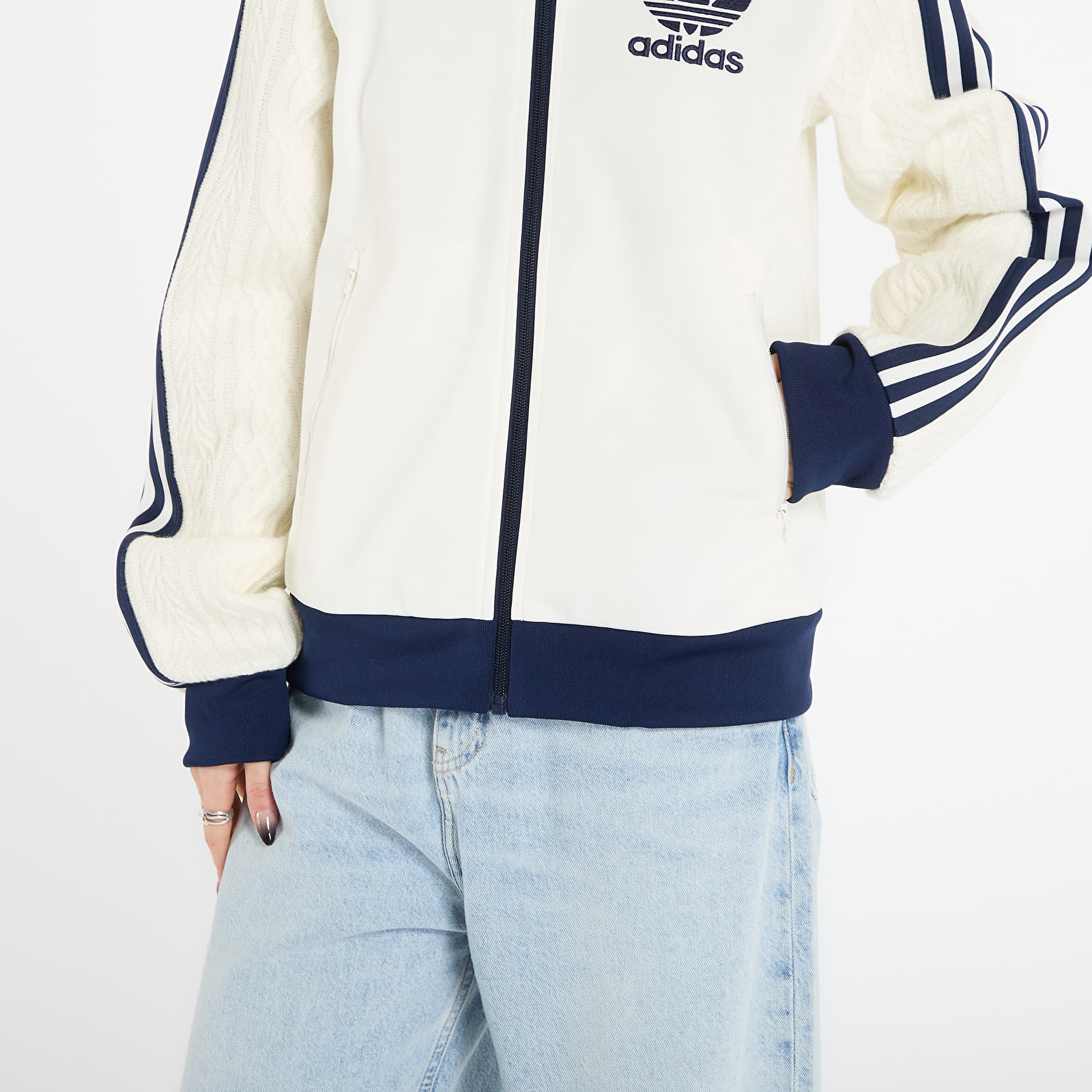 Sweatjacken und Sweatshirts adidas Knit Classic Track Top Off White