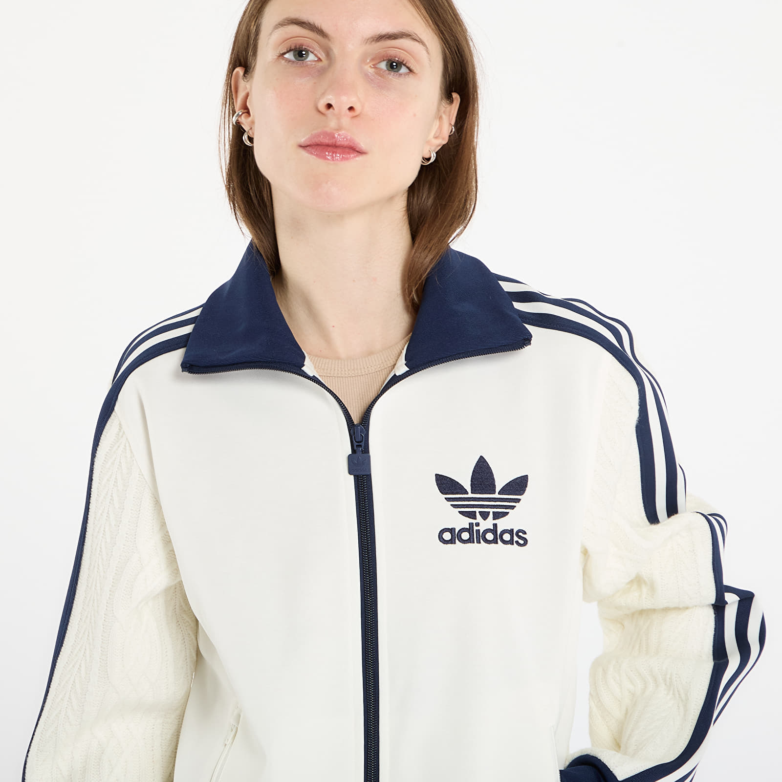 Sweatjacken und Sweatshirts adidas Knit Classic Track Top Off White