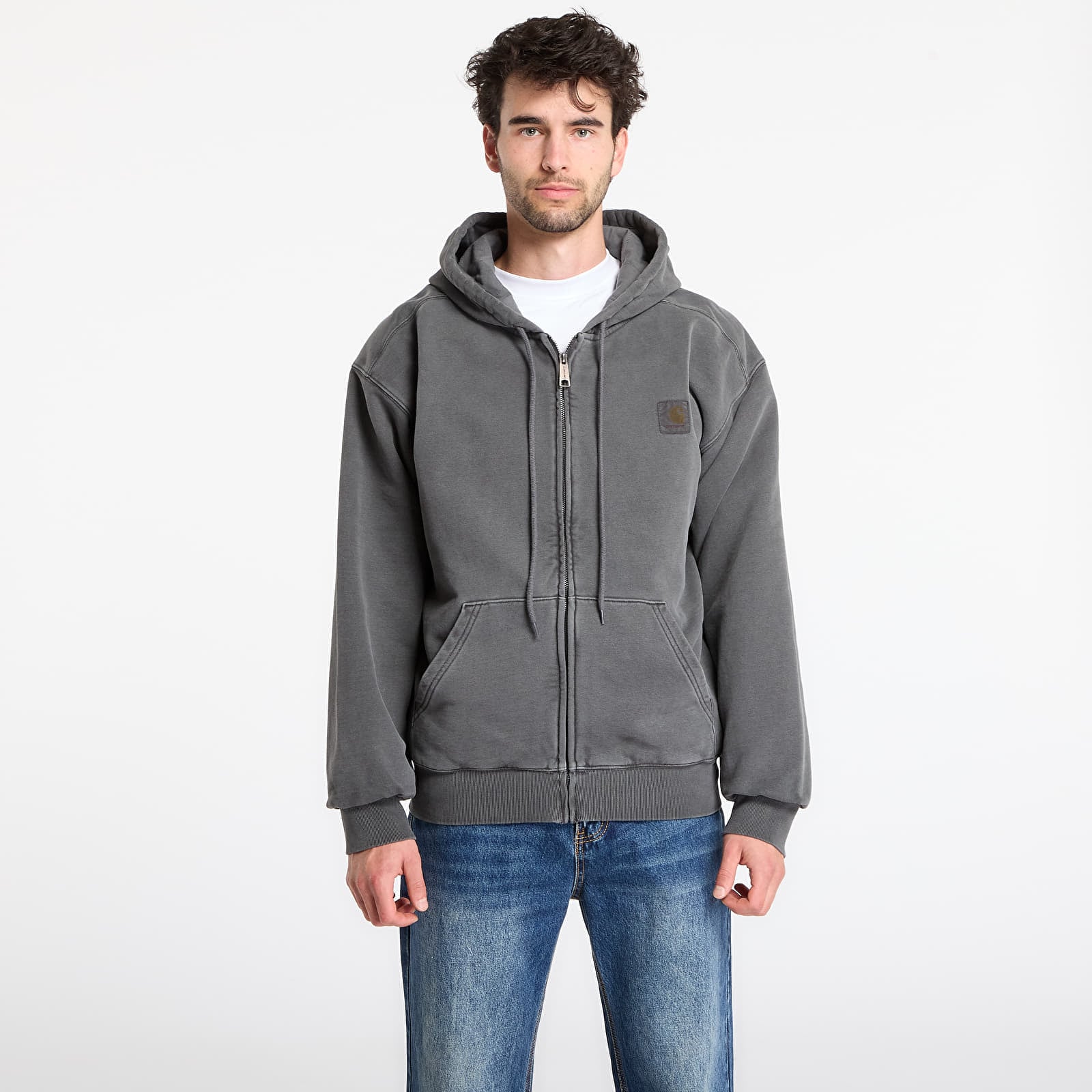 Sweatshirt Carhartt WIP Hooded Vista Jacket Black Garment Dyed XL