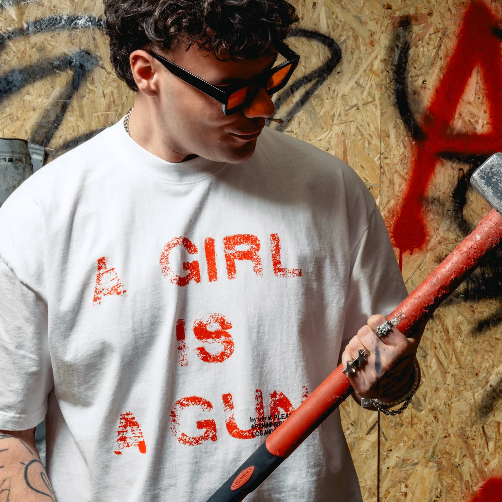 T-shirts PLEASURES x FOOTSHOP EXCLUSIVE - G.I.A.G. T-Shirt White