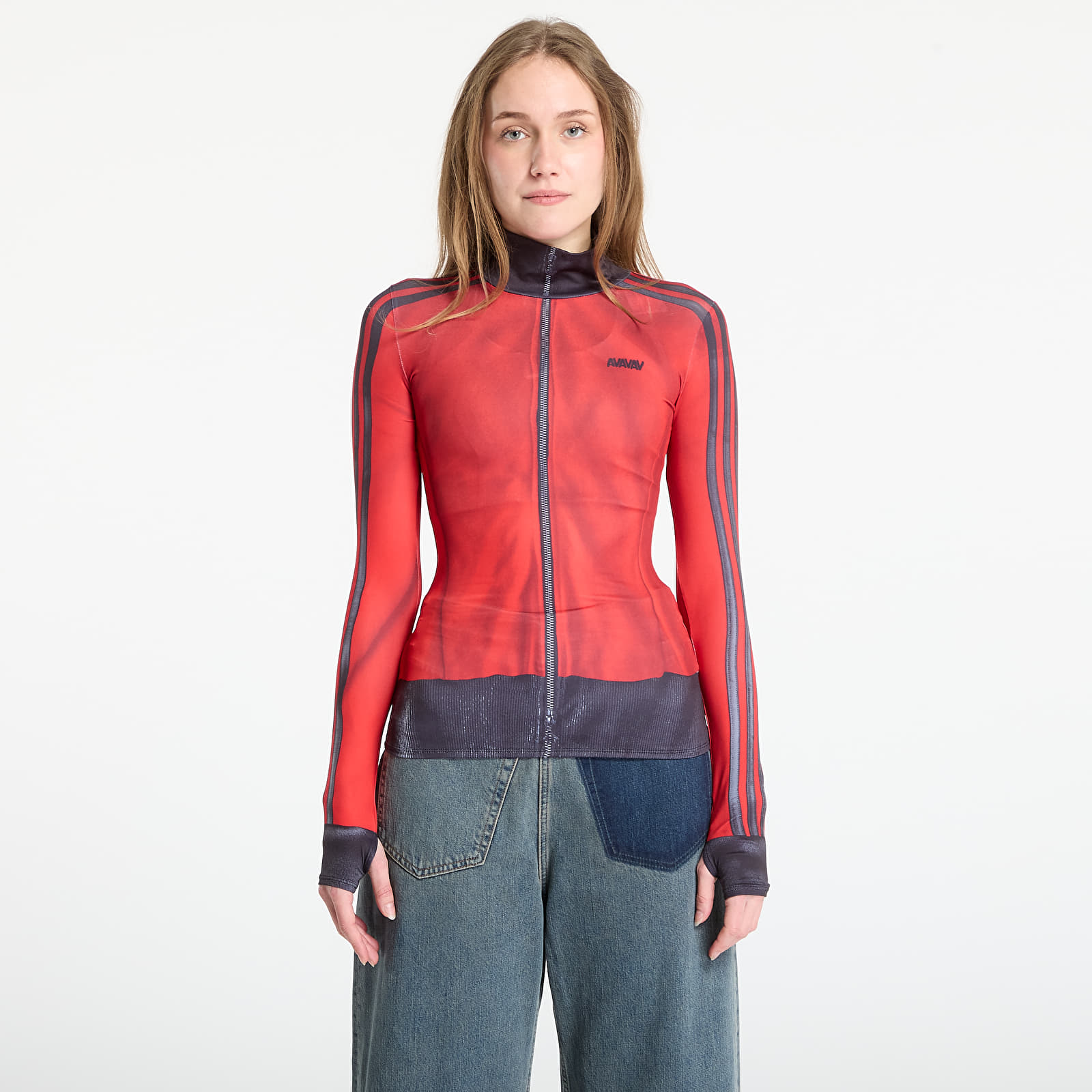 Ženske majice adidas x AVAVAV Baselayer Better Scarlet/ Black