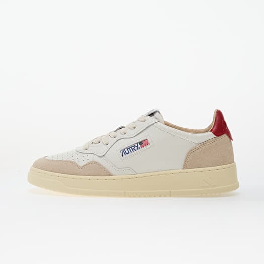 Autry Medalist Low Man Leat/ Suede White/ Red