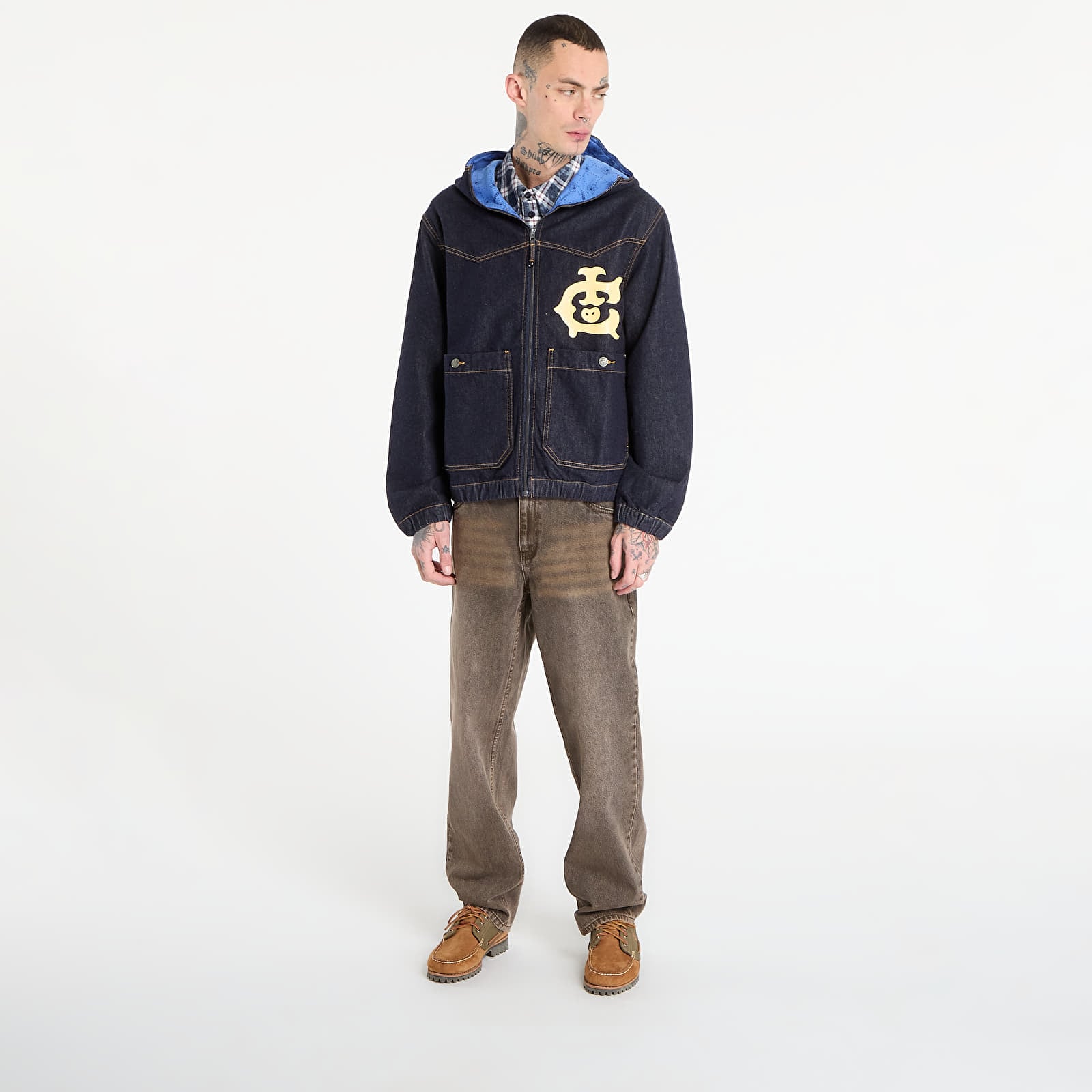 Jackor Billionaire Boys Club Icecream Western Panelled Zip Through Denim Jacket Indigo