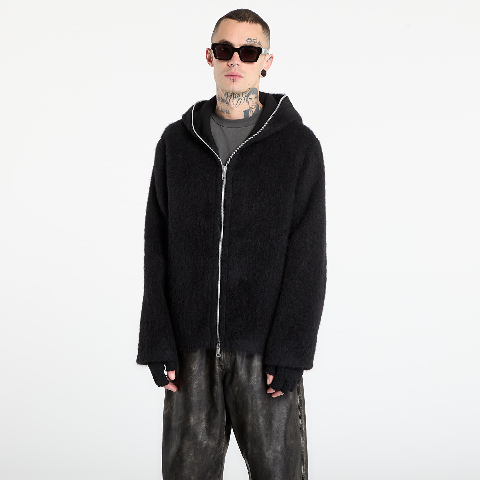 Sweatshirt OUR LEGACY Full Zip Hood Black Hairy Wool 52