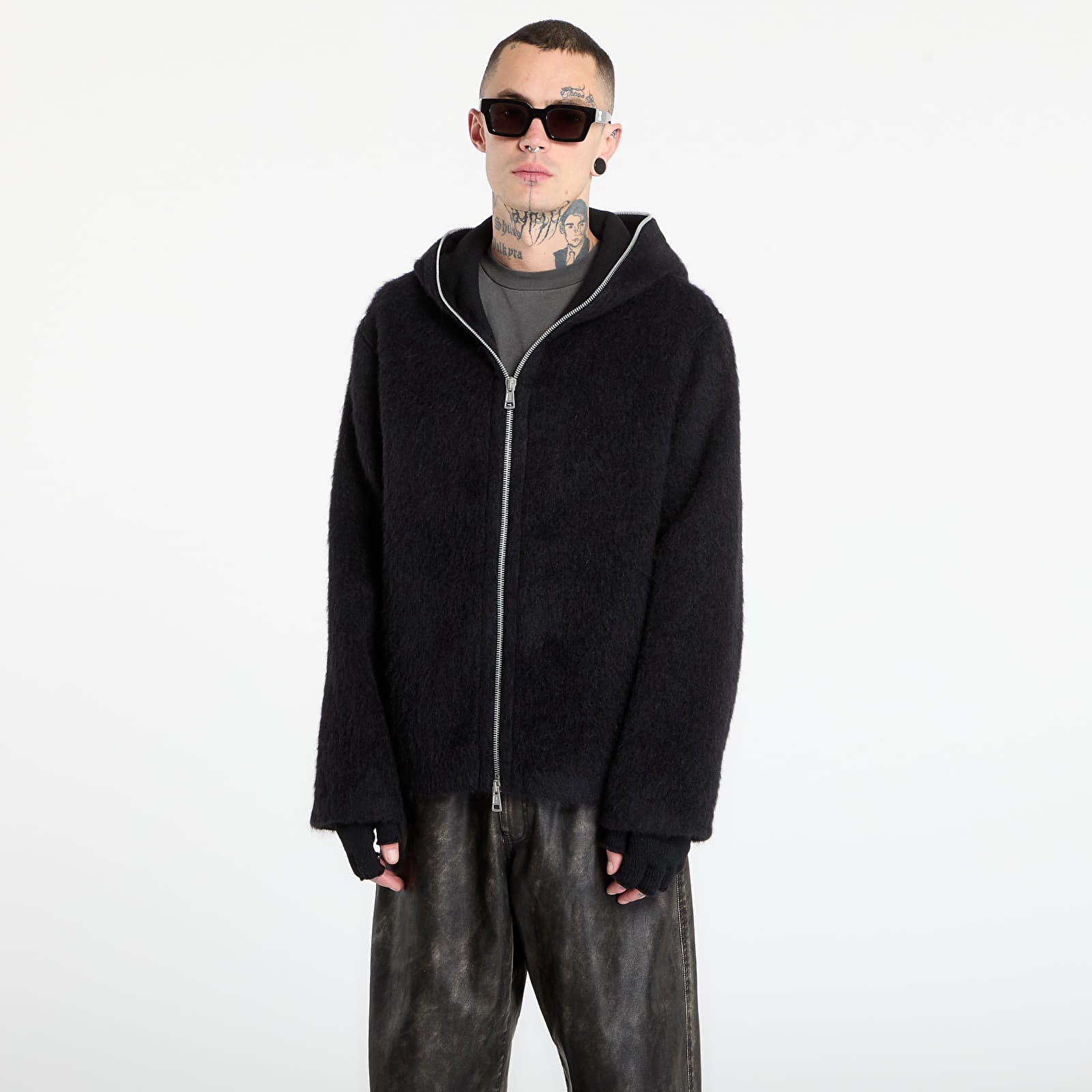 Felpe OUR LEGACY Full Zip Hood Black Hairy Wool