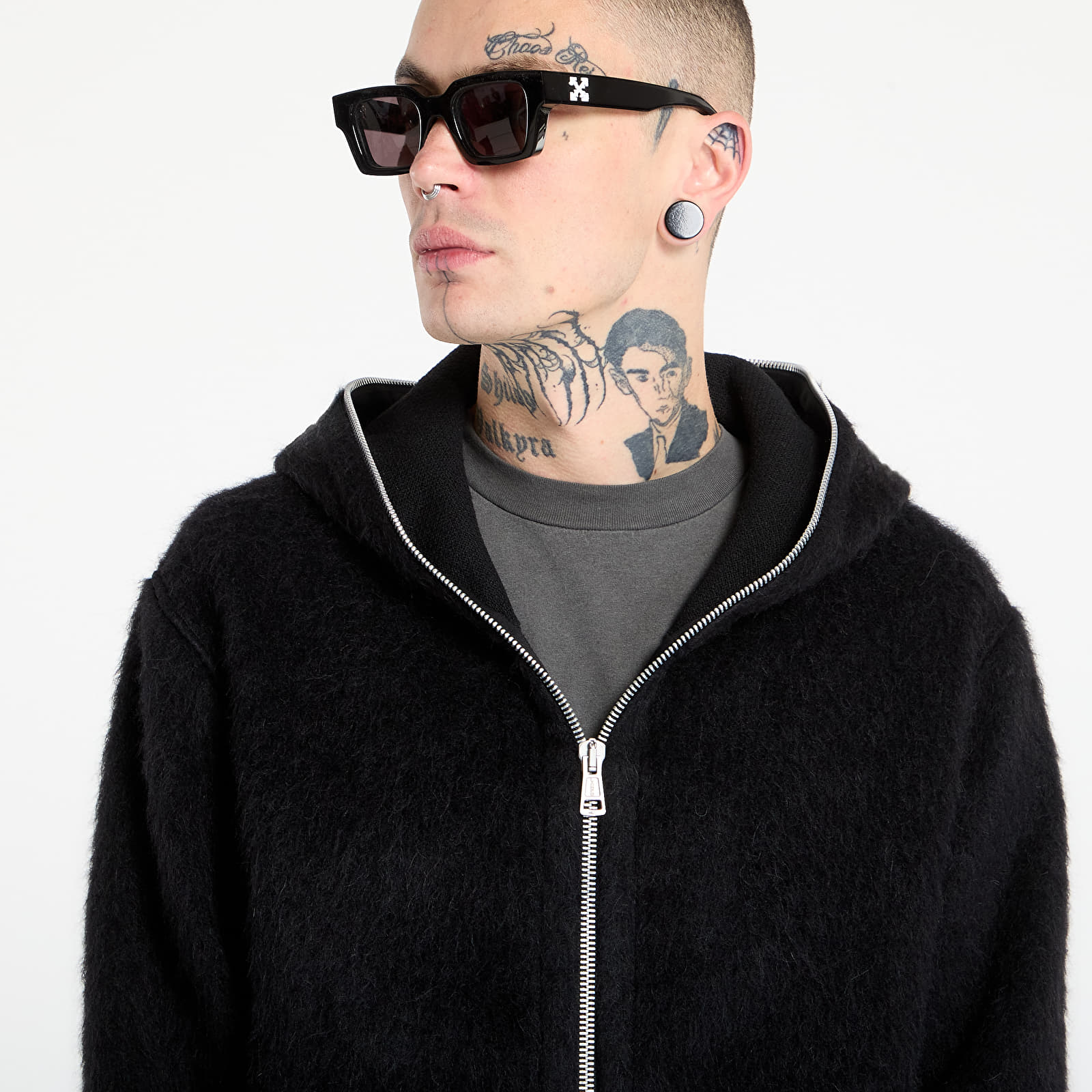Felpe OUR LEGACY Full Zip Hood Black Hairy Wool