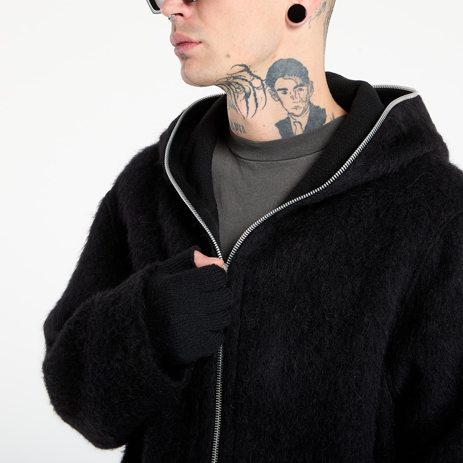 Felpe OUR LEGACY Full Zip Hood Black Hairy Wool