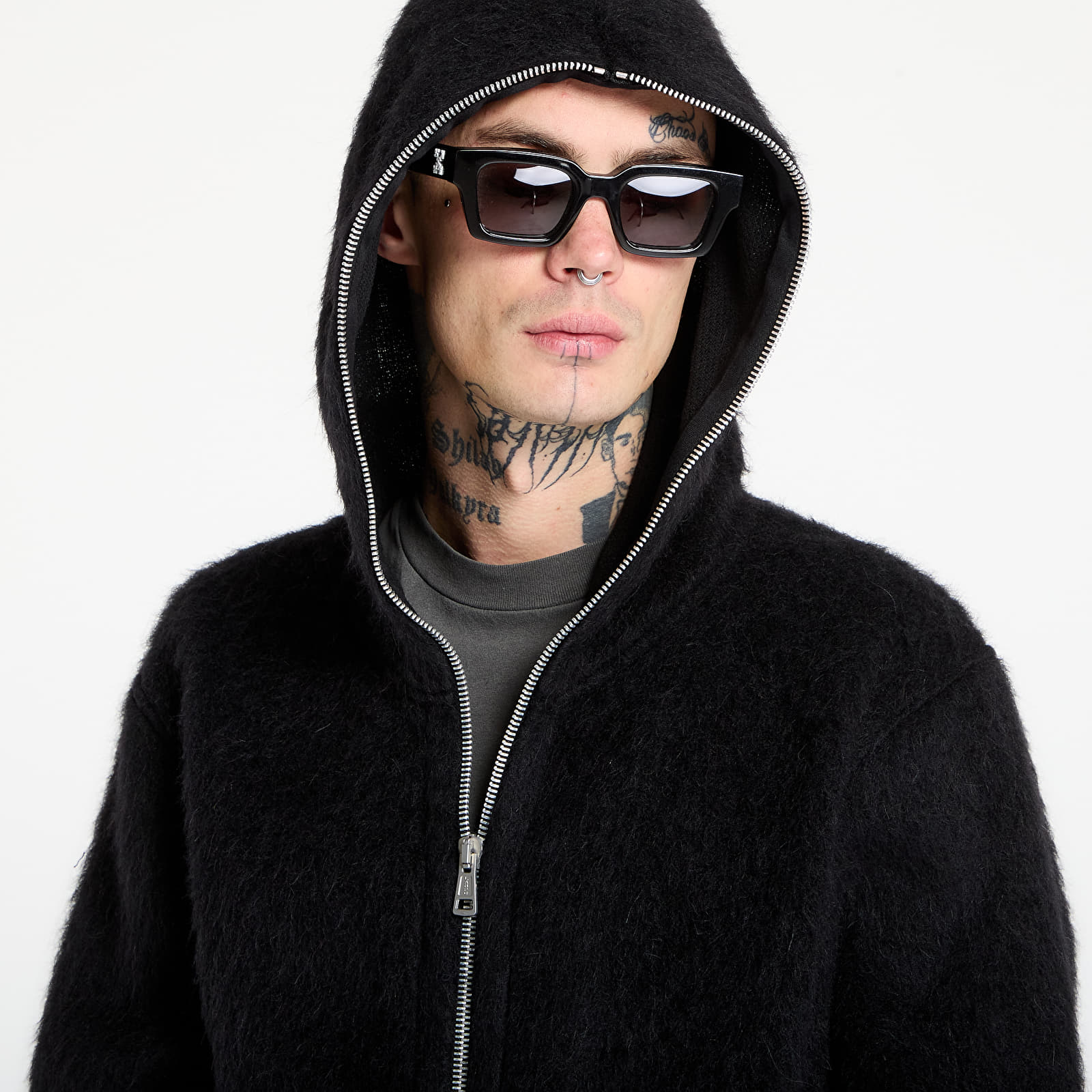 Felpe OUR LEGACY Full Zip Hood Black Hairy Wool