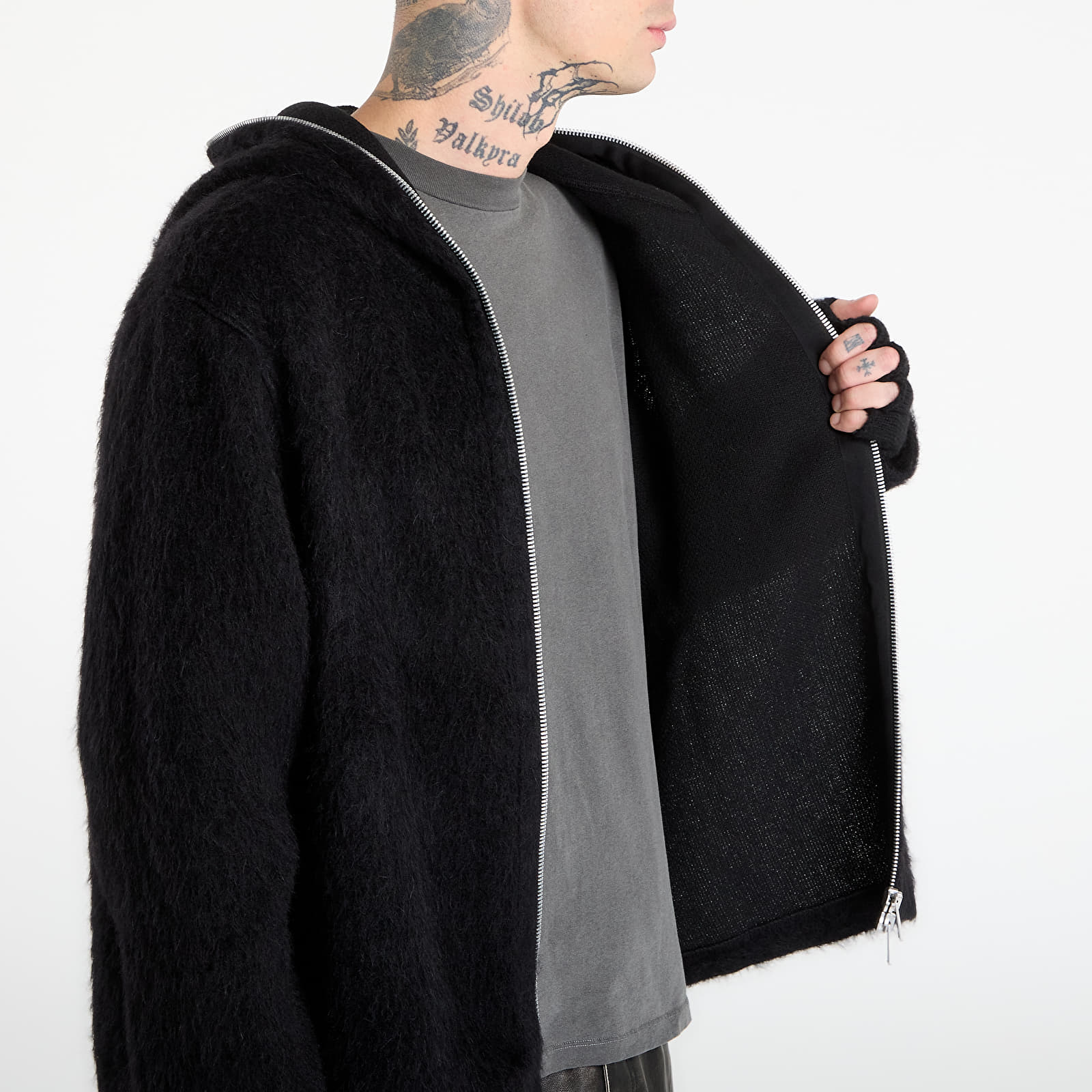 Felpe OUR LEGACY Full Zip Hood Black Hairy Wool