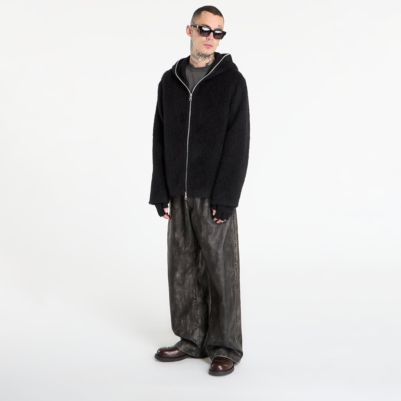 Felpe OUR LEGACY Full Zip Hood Black Hairy Wool