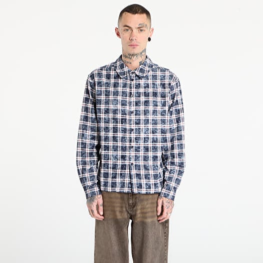 DIME Plaid Flannel Shirt UNISEX Bleached Navy