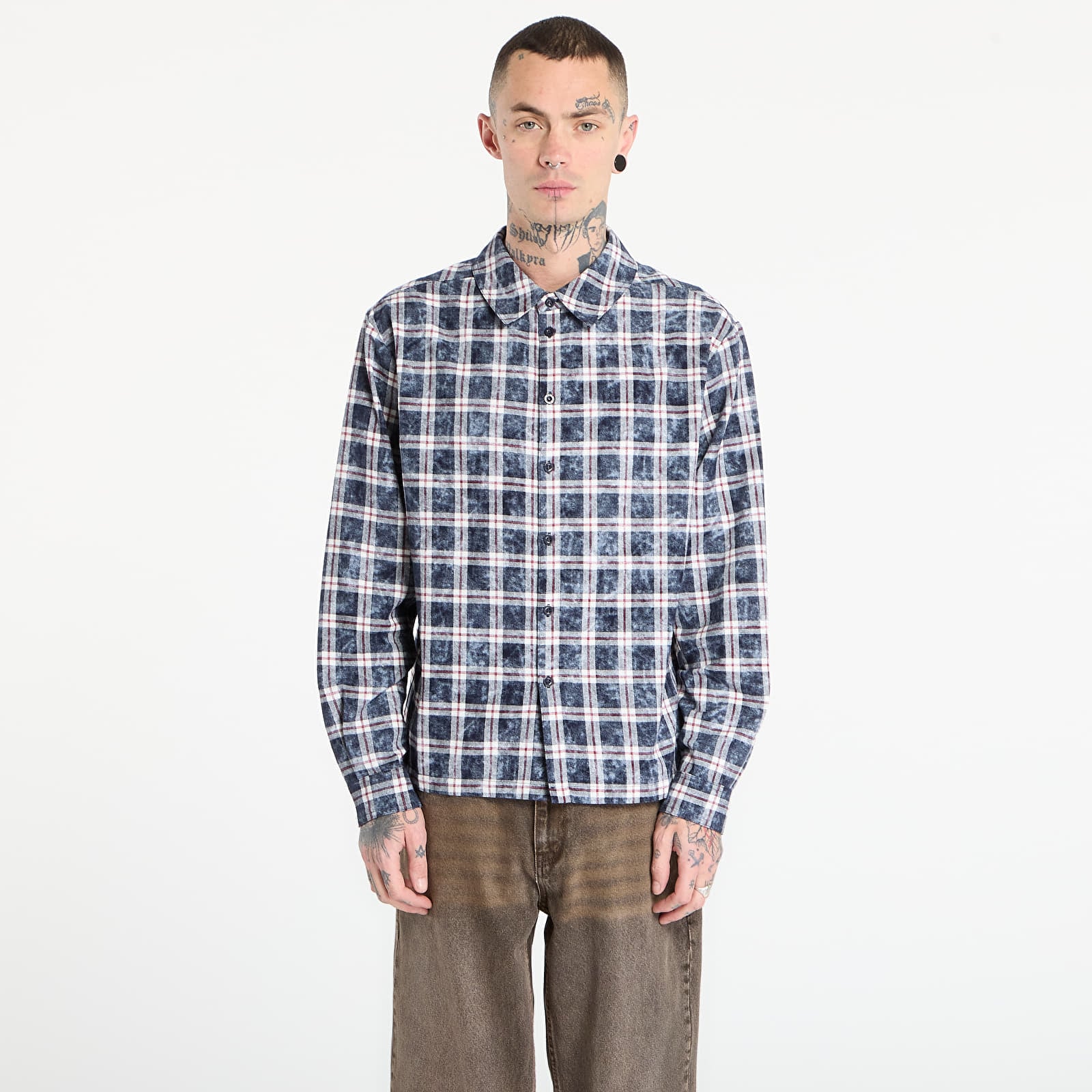 Πουκάμισα DIME Plaid Flannel Shirt UNISEX Bleached Navy