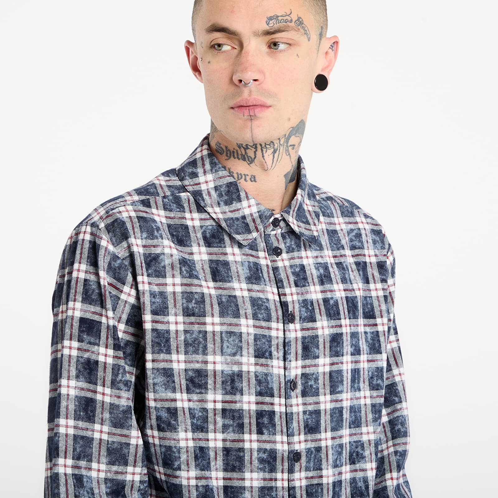 Πουκάμισα DIME Plaid Flannel Shirt UNISEX Bleached Navy