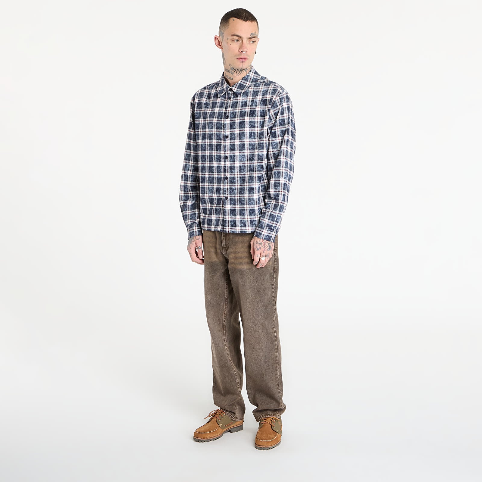 Πουκάμισα DIME Plaid Flannel Shirt UNISEX Bleached Navy