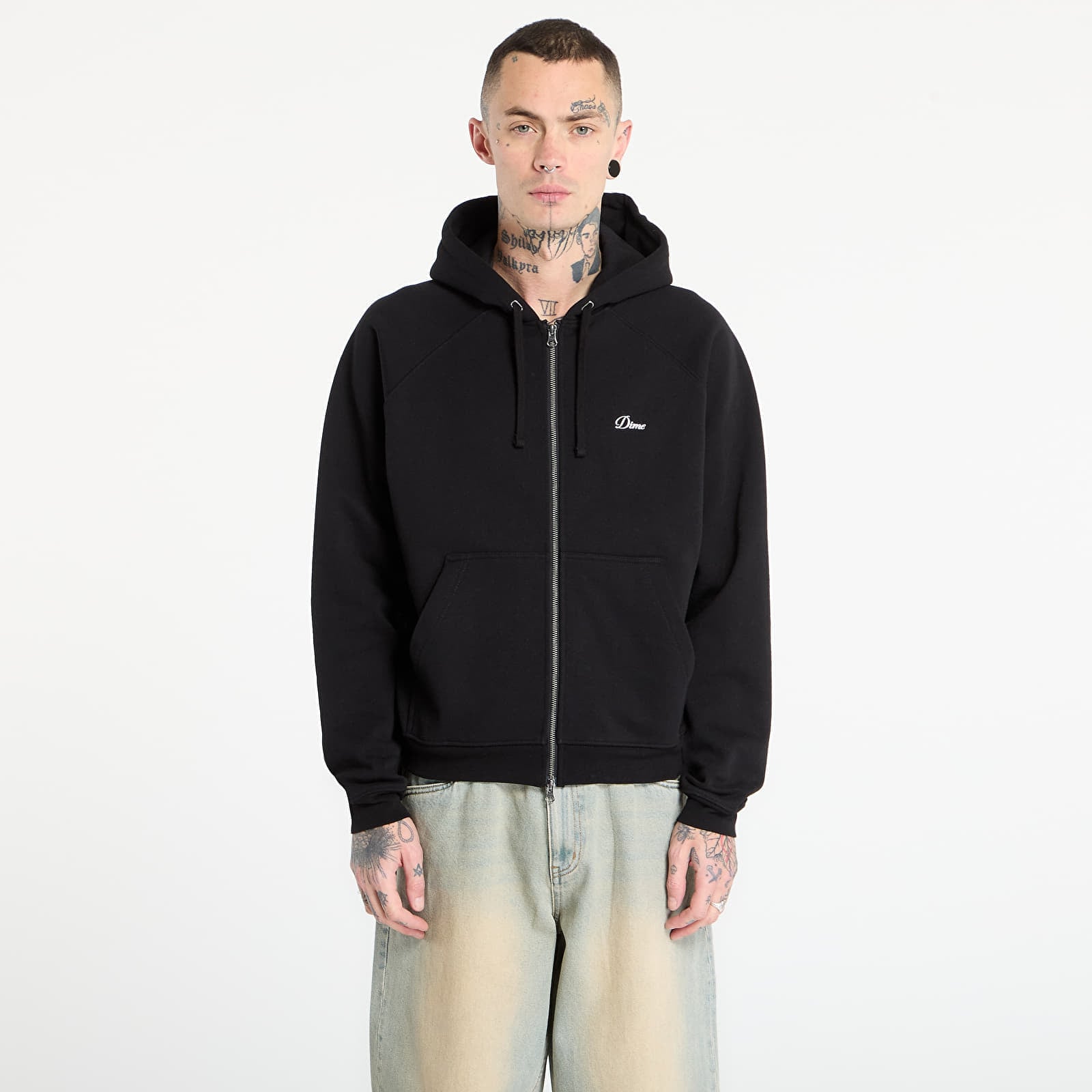 Sweatshirt DIME Cursive Small Logo Zip Hoodie UNISEX Black M
