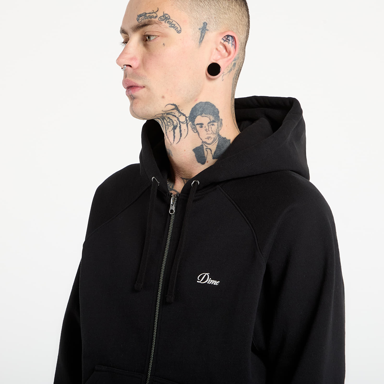 Bluzy DIME Cursive Small Logo Zip Hoodie UNISEX Black