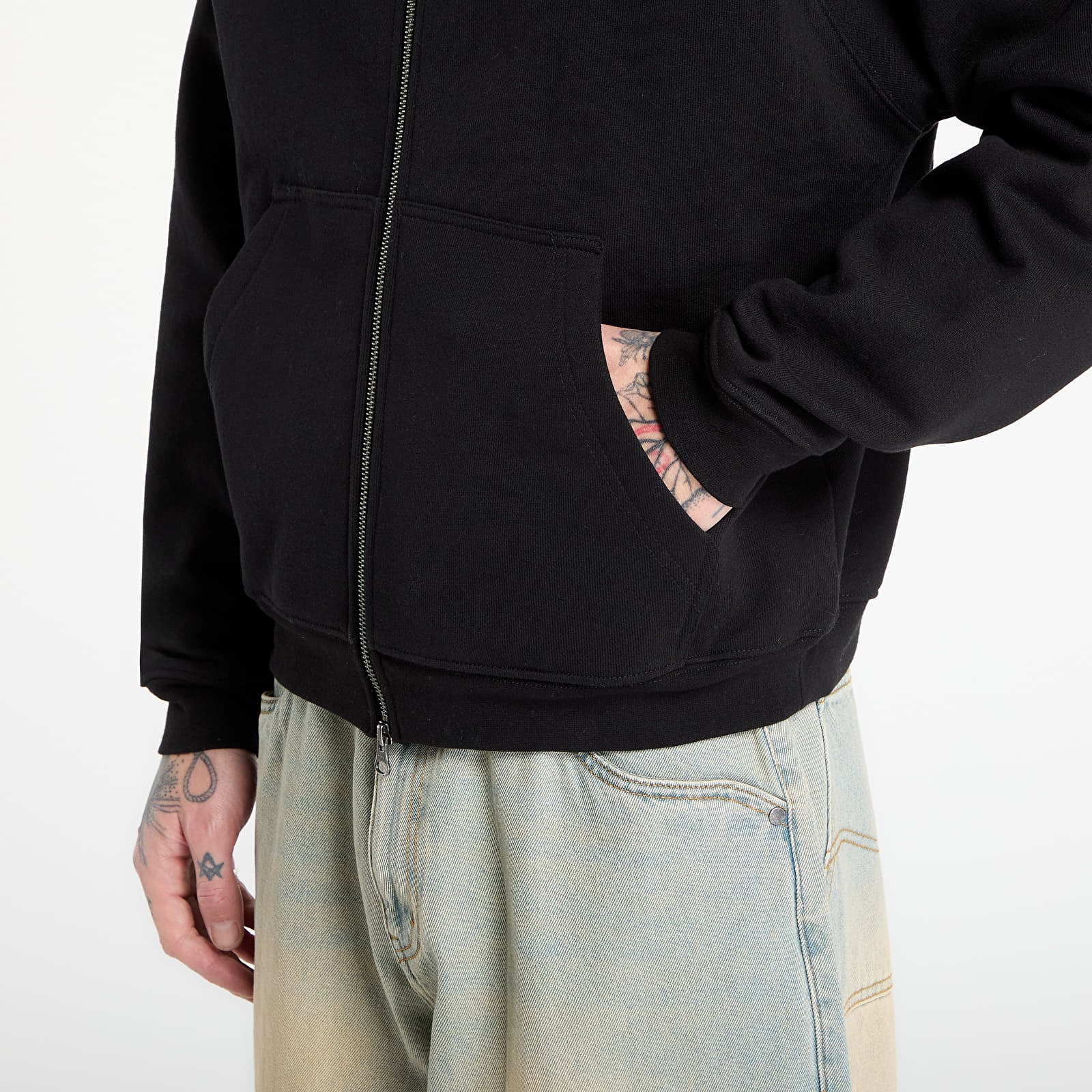 Bluzy DIME Cursive Small Logo Zip Hoodie UNISEX Black