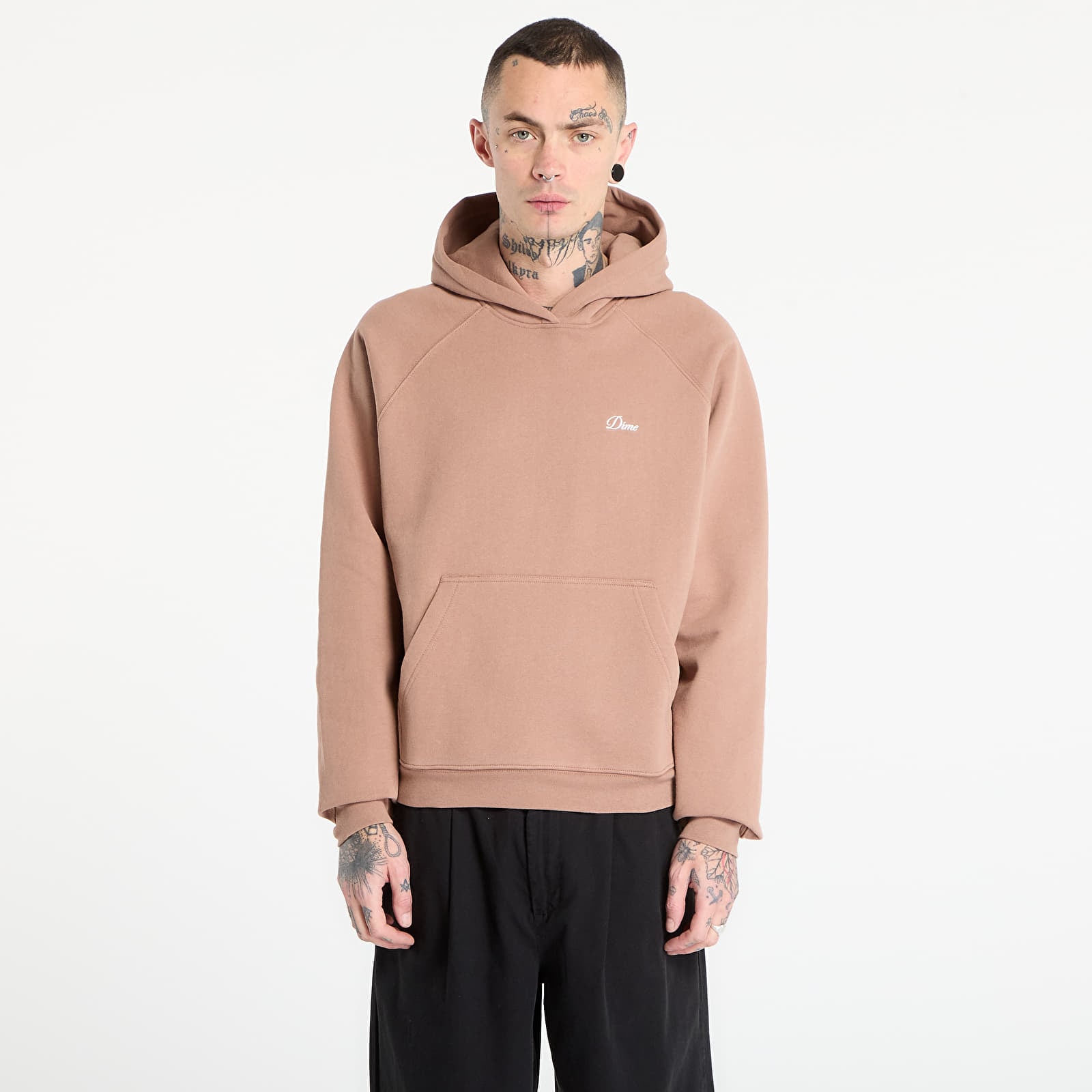 Bluzy DIME Cursive Small Logo Hoodie UNISEX Sepia