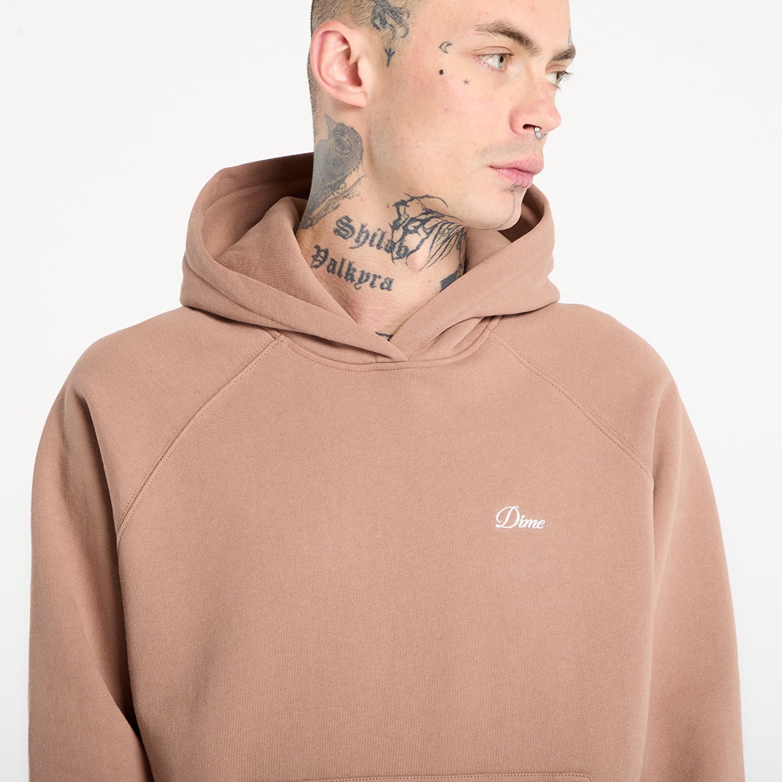 Bluzy DIME Cursive Small Logo Hoodie UNISEX Sepia