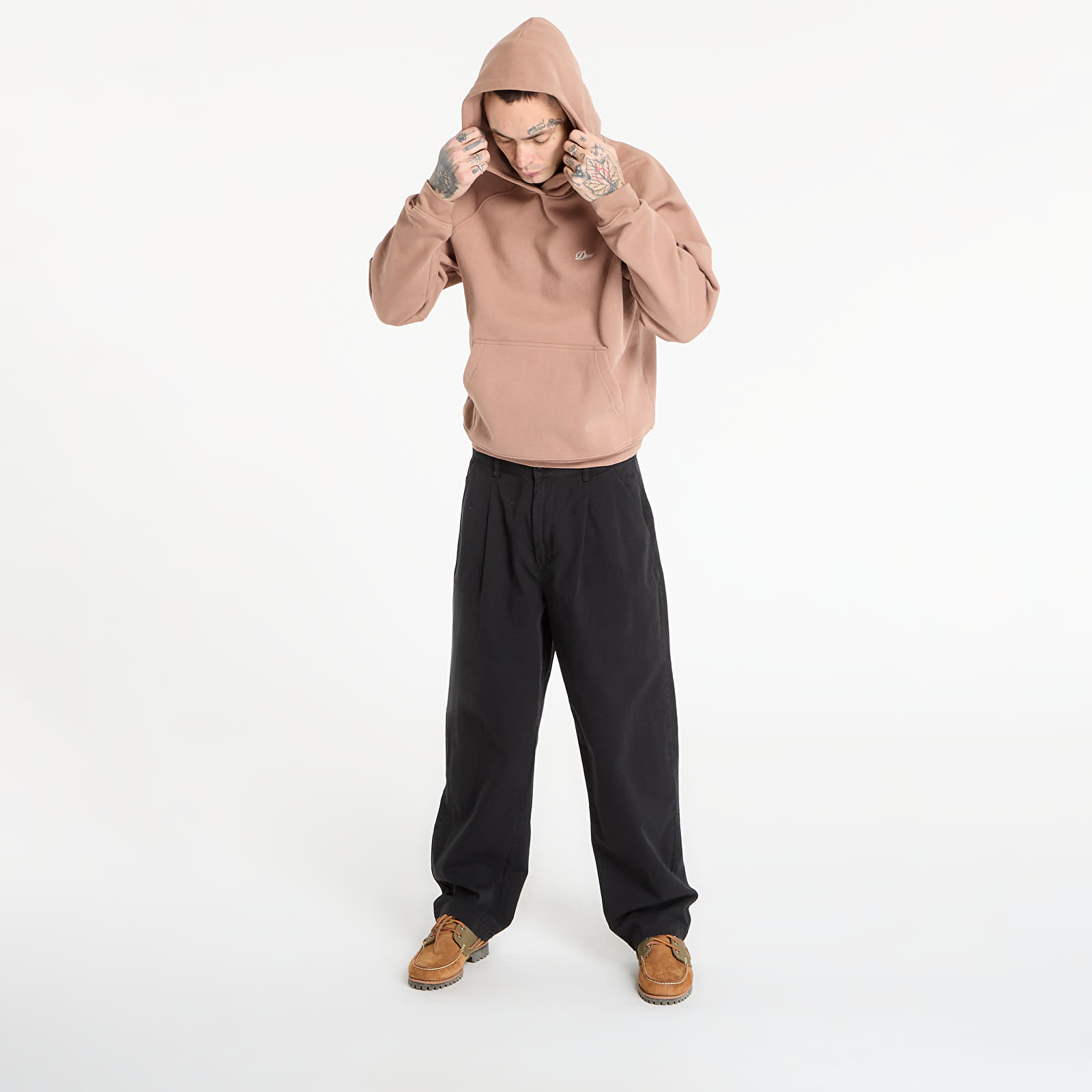 Bluzy DIME Cursive Small Logo Hoodie UNISEX Sepia