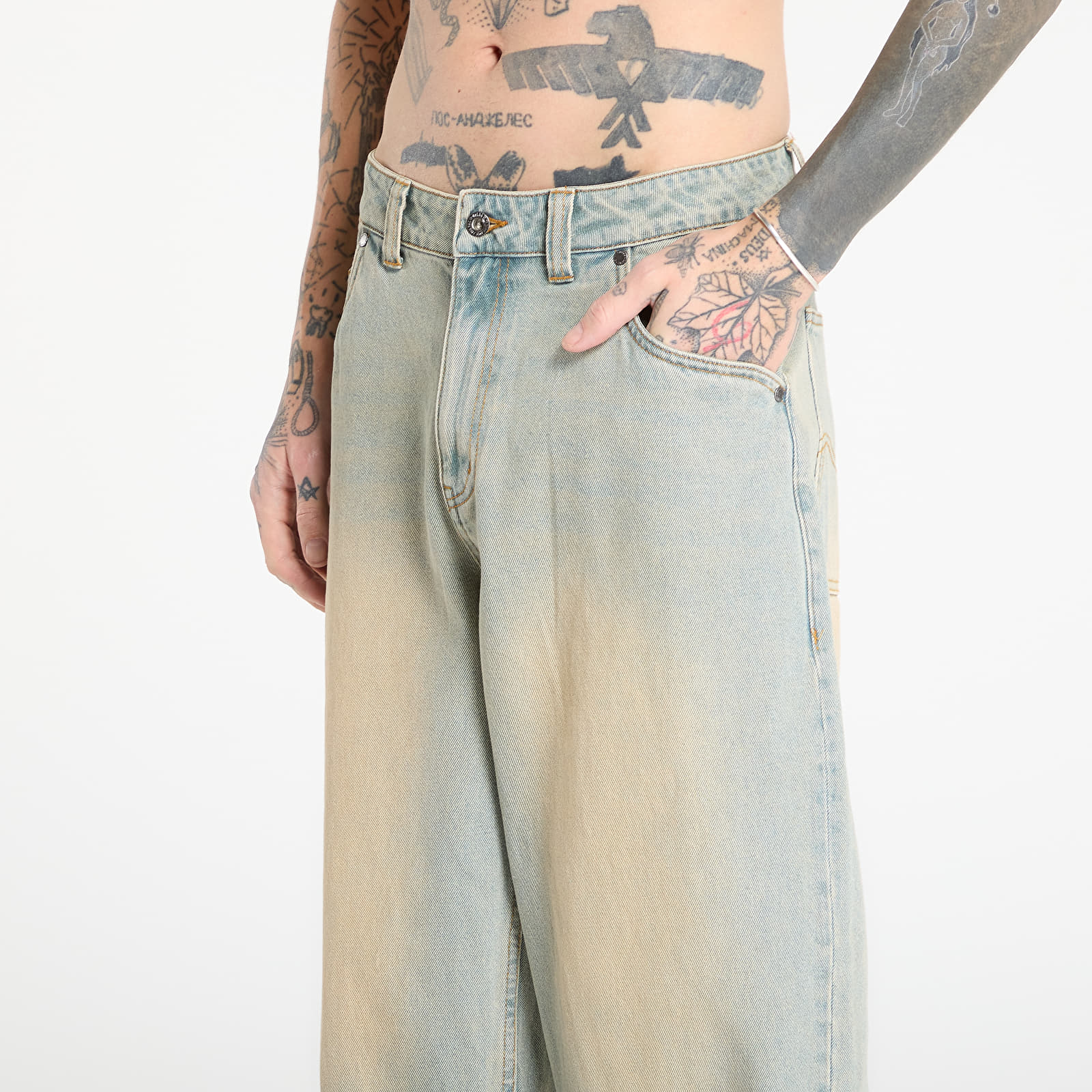 Hlače DIME Baggy Denim Pants Sandblasted Sky Blue
