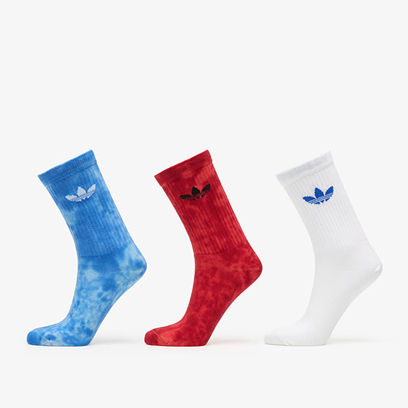 Sukat adidas Tie Dye Crew Socks 3 Pairs Crystal Sky/ Lucid Red/ White- Clear Blue