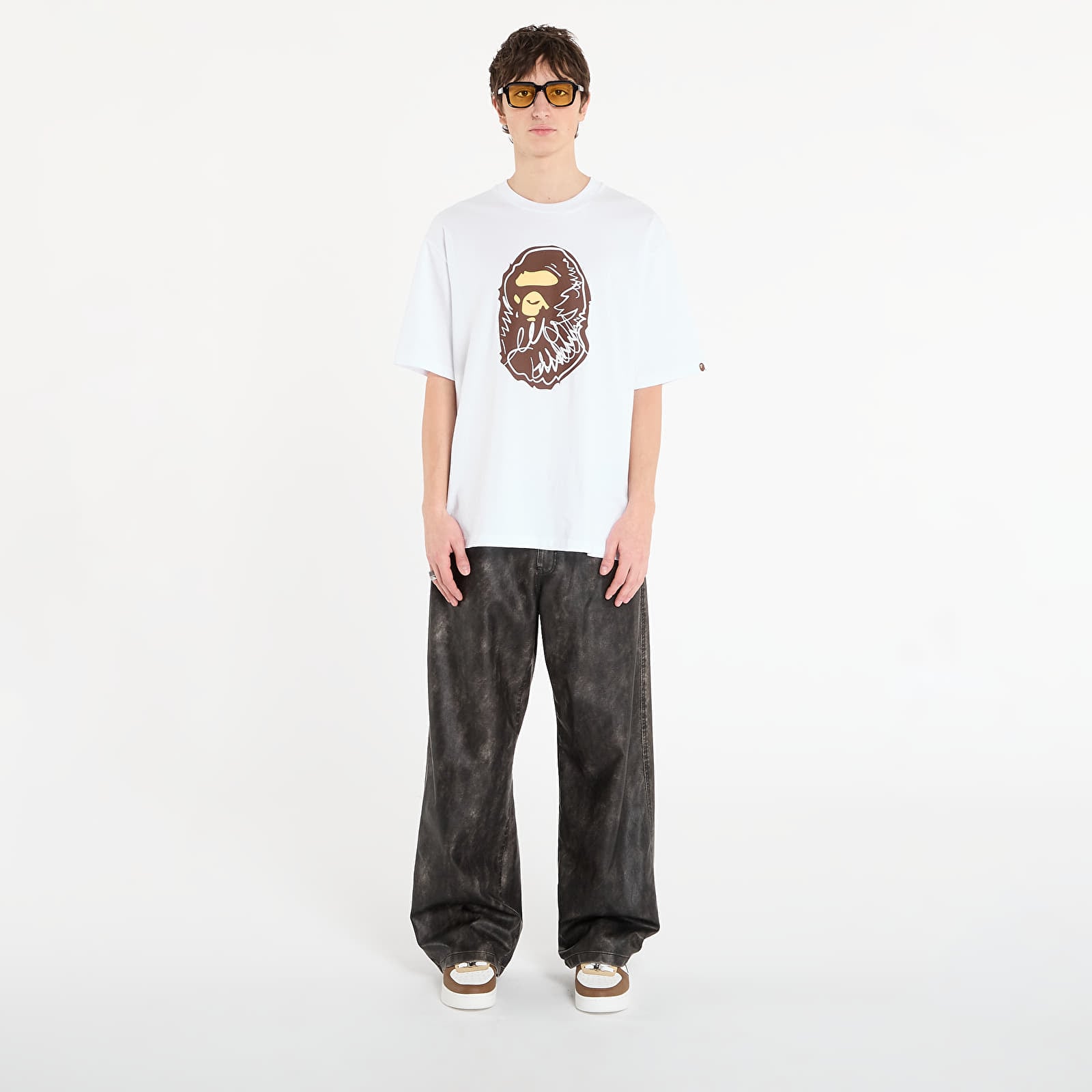 T-shirts BAPE® x FOOTSHOP - Scribble Ape Tee White