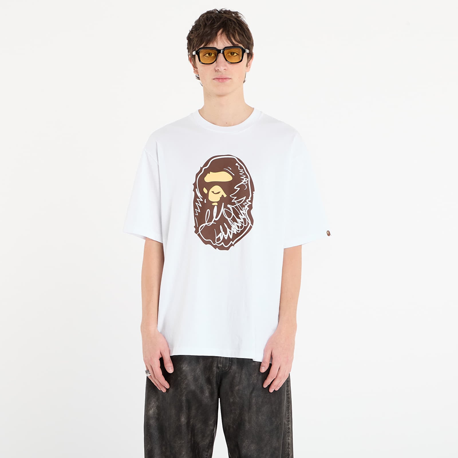 T-shirts BAPE® x FOOTSHOP - Scribble Ape Tee White