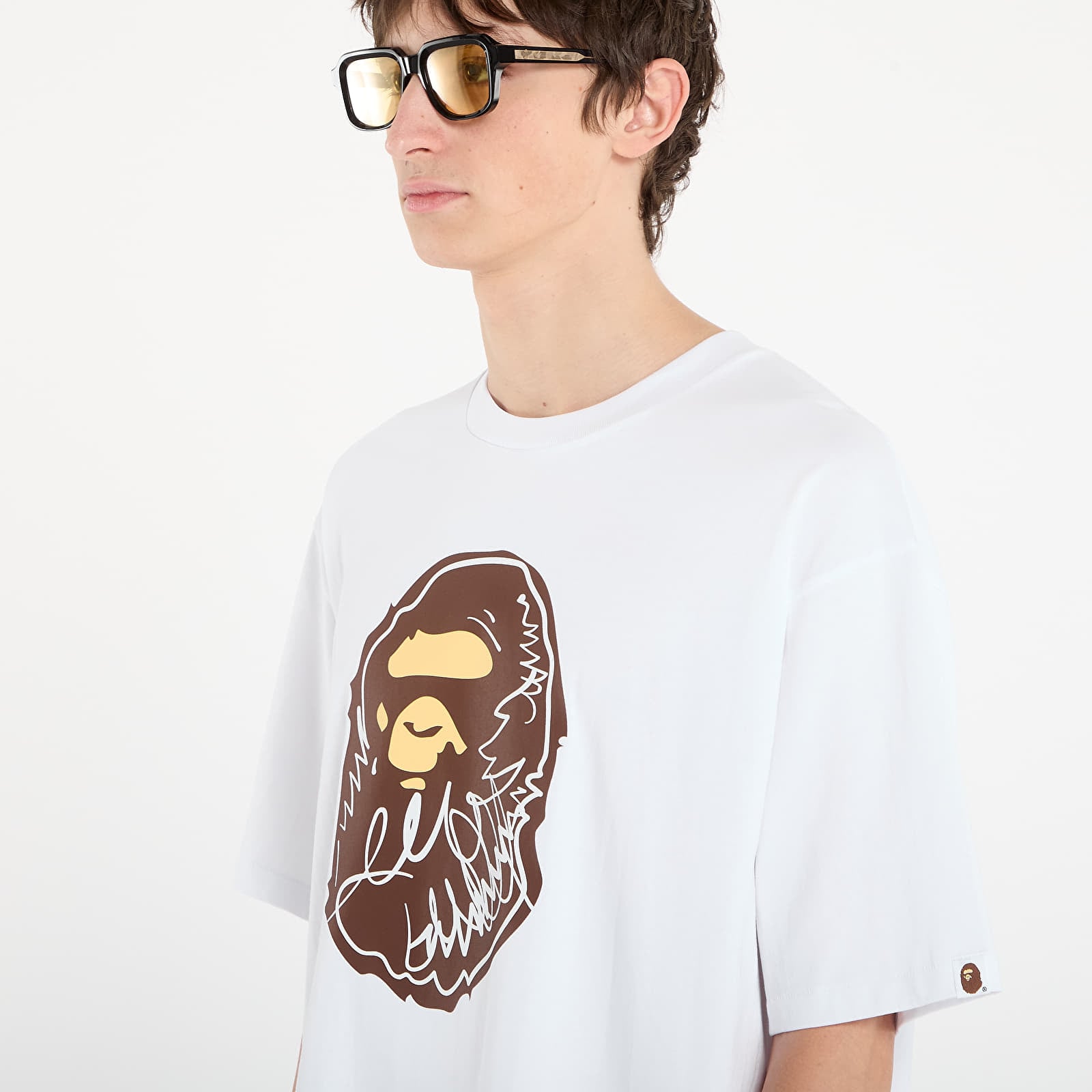 T-shirts BAPE® x FOOTSHOP - Scribble Ape Tee White