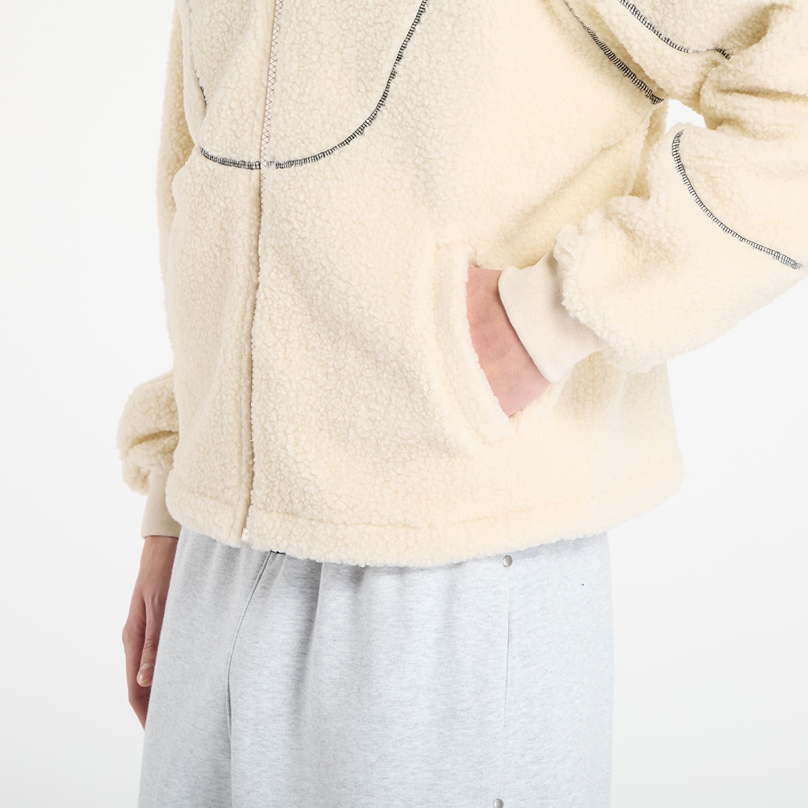 Kapuutsikud ja kampsunid DIME Polar Fleece Sherpa Zip UNISEX Cream