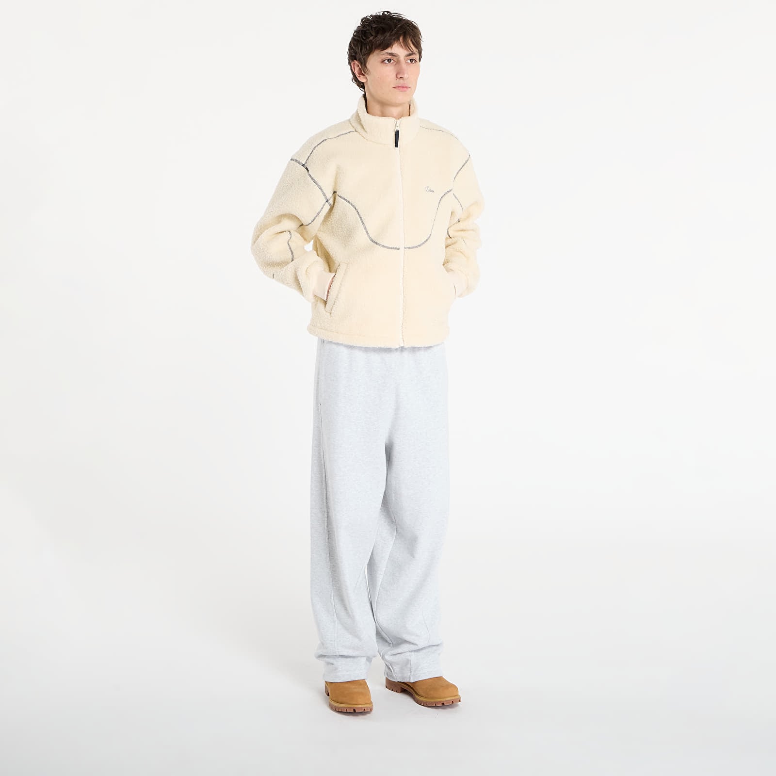 Kapuutsikud ja kampsunid DIME Polar Fleece Sherpa Zip UNISEX Cream