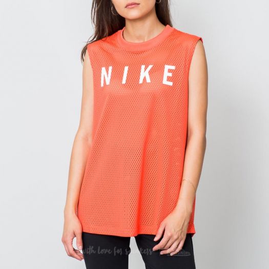Vests Nike Sportswear Women s Mesh Muscle Tee Rush Coral Footshop