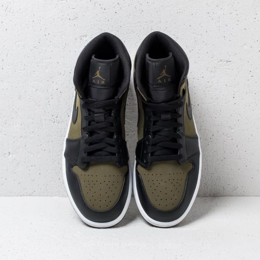 Men s shoes Air Jordan 1 Mid Olive Canvas Black White Footshop