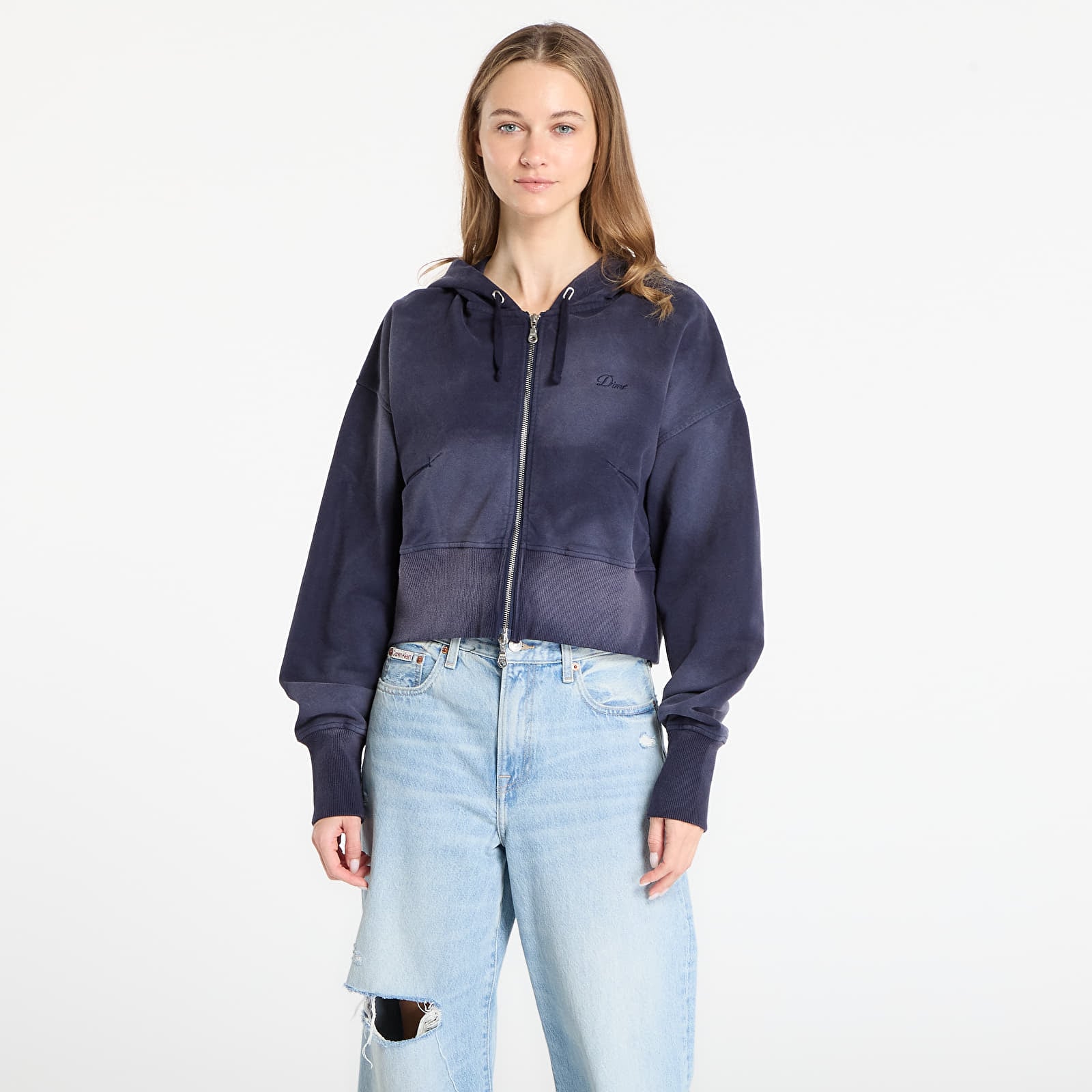 Hoodies e sweatshirts DIME Cropped Zip Hoodie Navy Washed