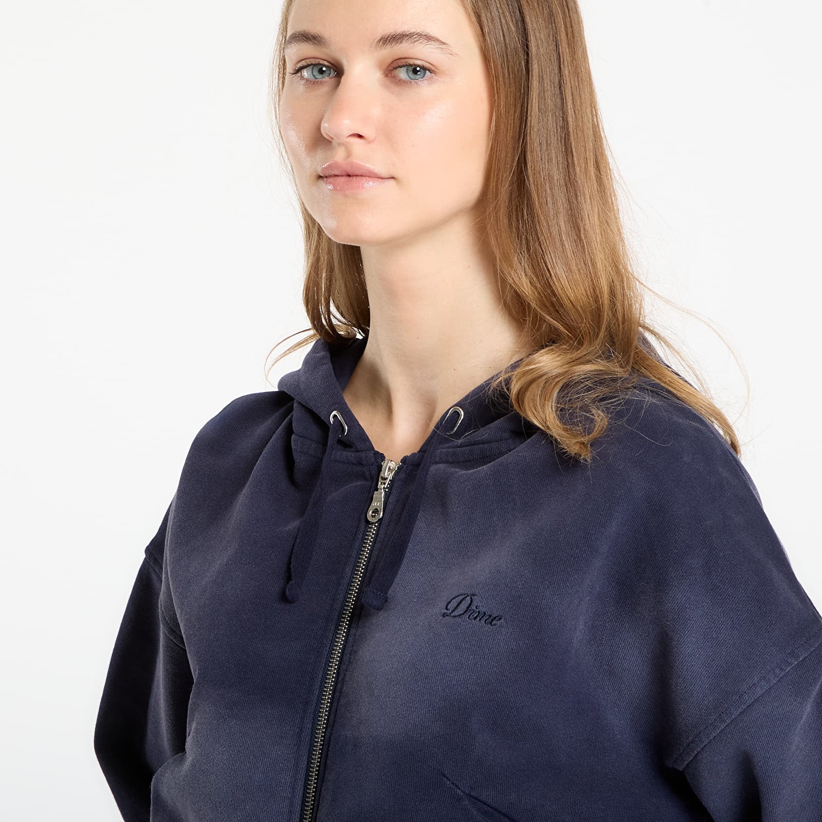 Hoodies e sweatshirts DIME Cropped Zip Hoodie Navy Washed