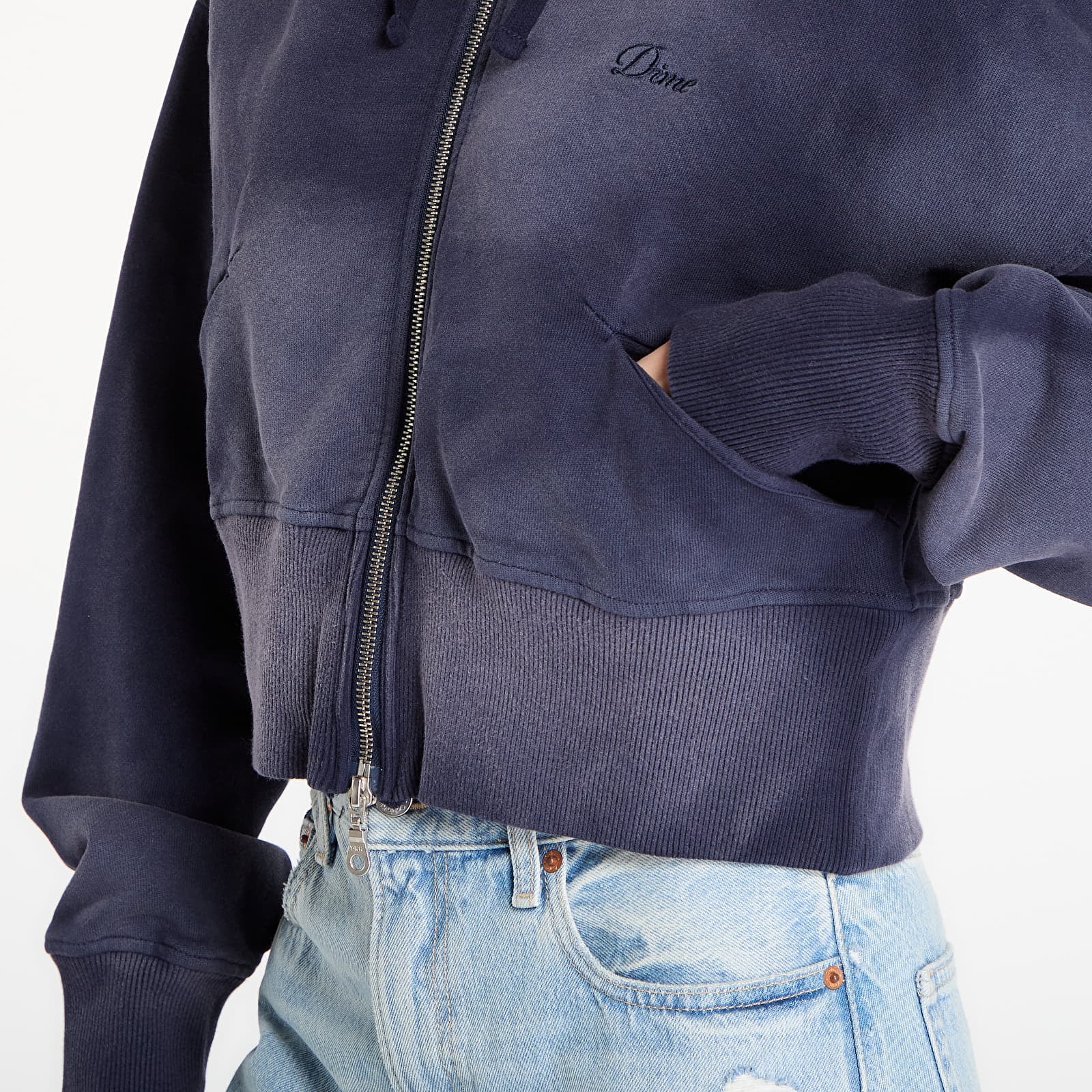 Hoodies e sweatshirts DIME Cropped Zip Hoodie Navy Washed