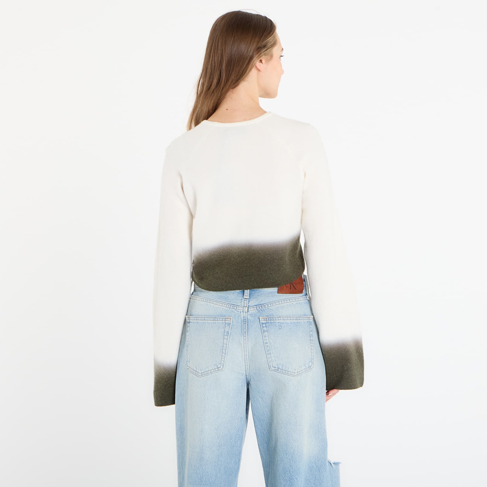 Gensere DIME Cropped Mohair Knit Gradient Cream