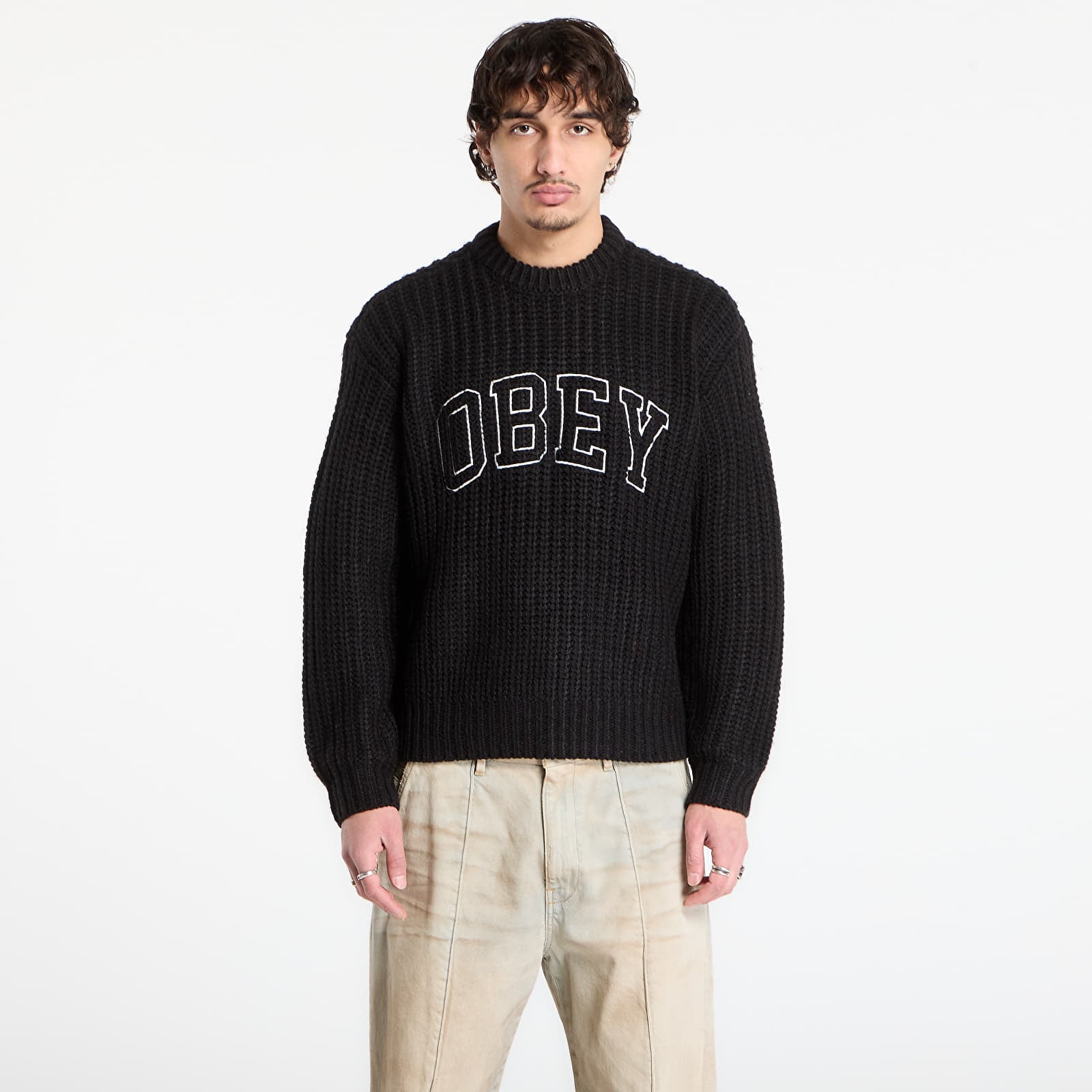 Svetry OBEY Collegiate Sweater Black Multi